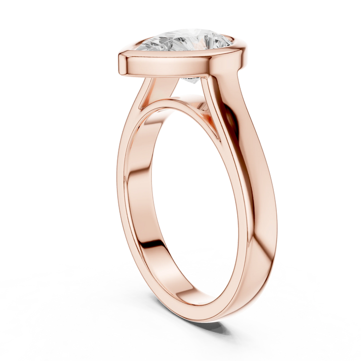 Pear Cut Diamond Bezel Solitaire Engagement Ring