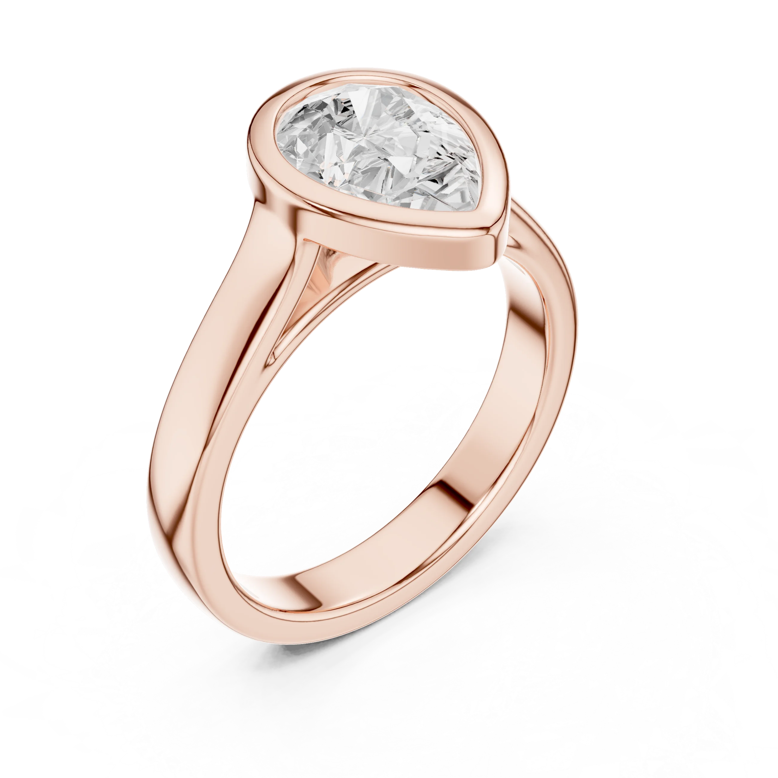 Pear Cut Diamond Bezel Solitaire Engagement Ring