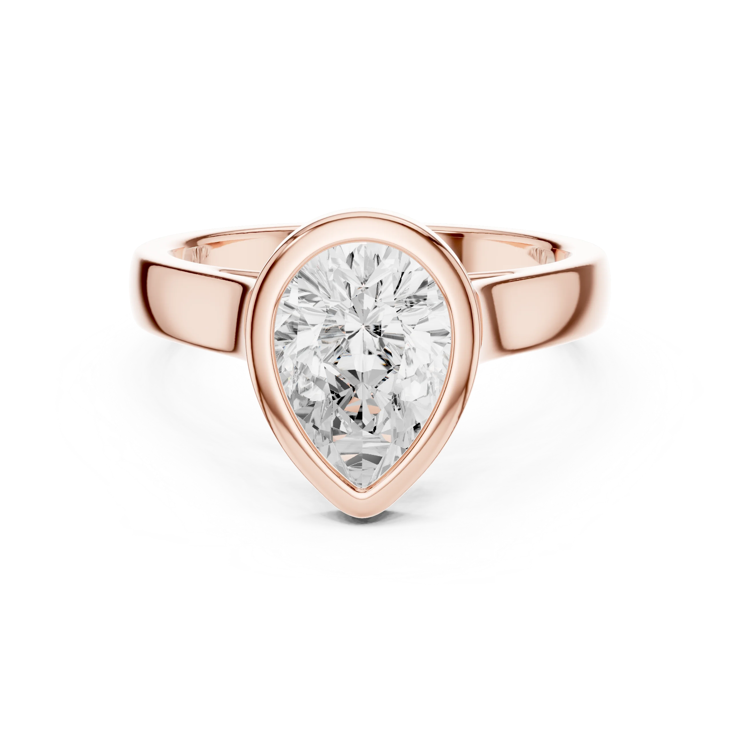 Pear Cut Diamond Bezel Solitaire Engagement Ring