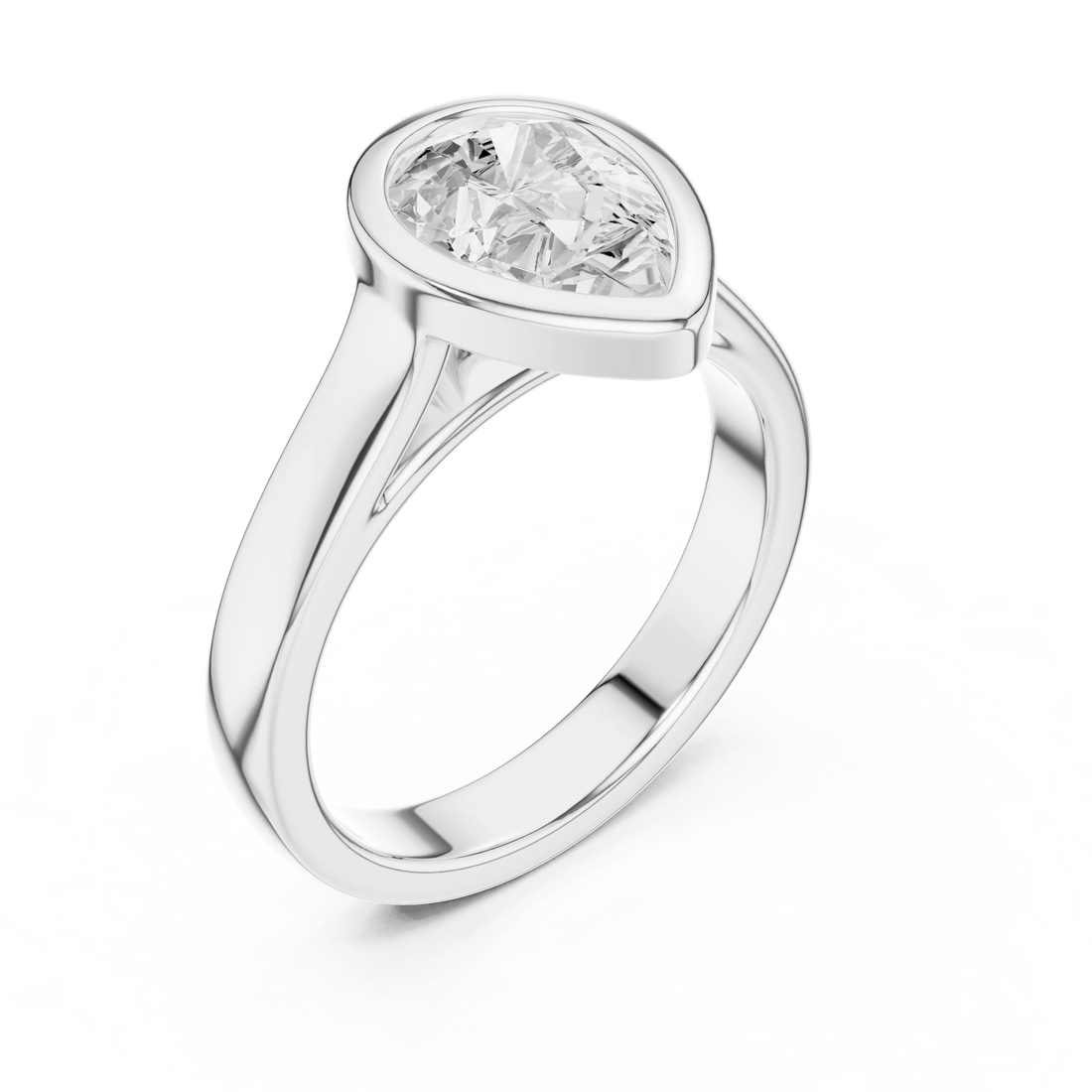 Pear Cut Diamond Bezel Solitaire Engagement Ring