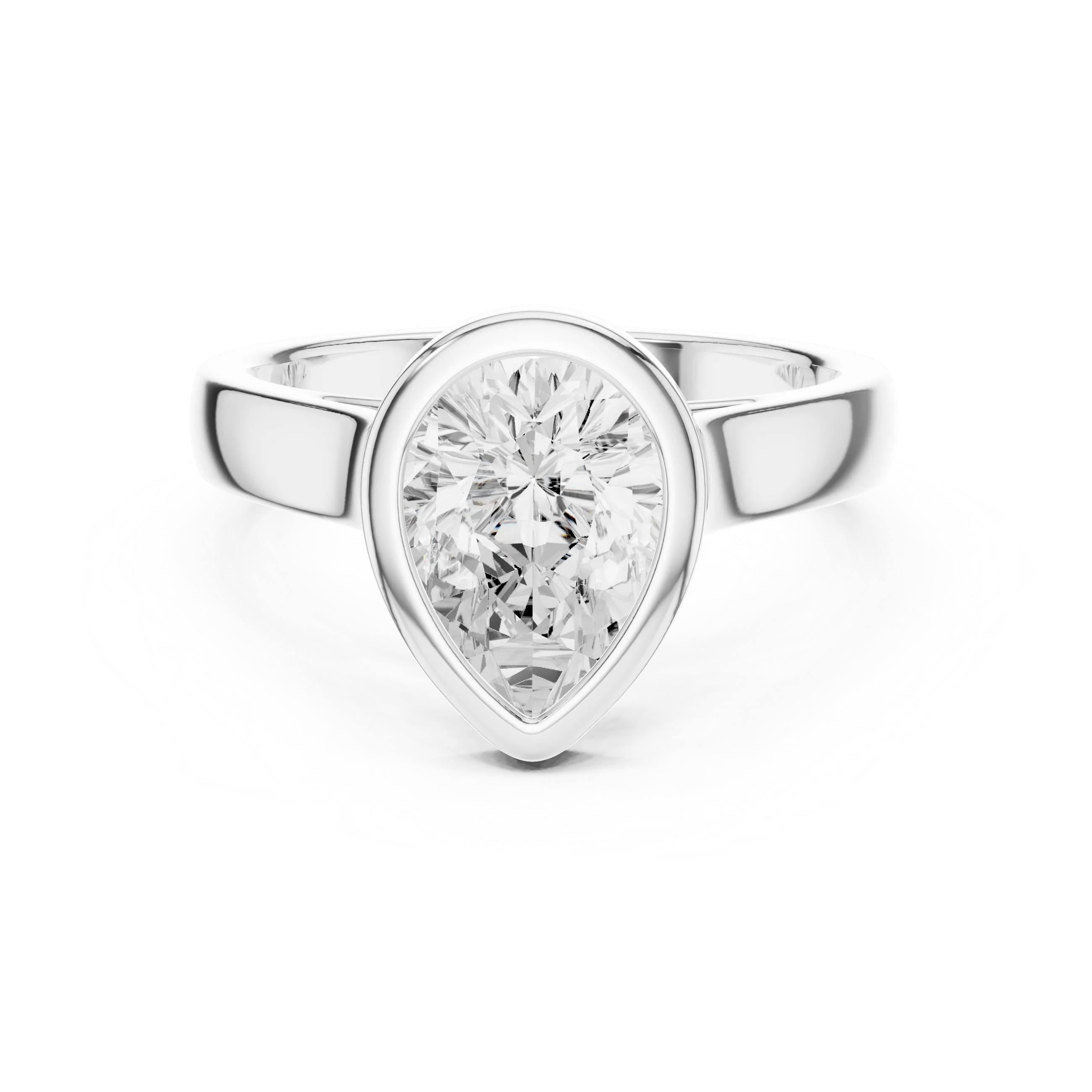 Pear Cut Diamond Bezel Solitaire Engagement Ring