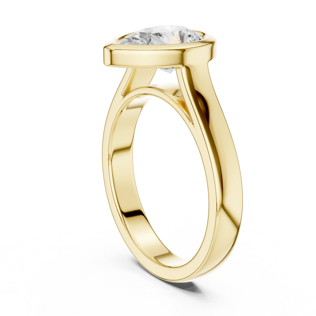 Pear Cut Diamond Bezel Solitaire Engagement Ring