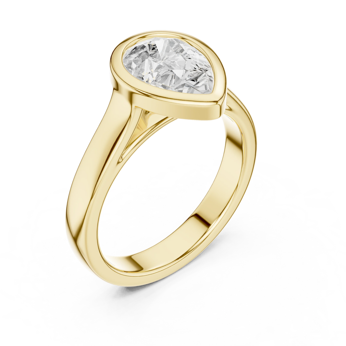 Pear Cut Diamond Bezel Solitaire Engagement Ring
