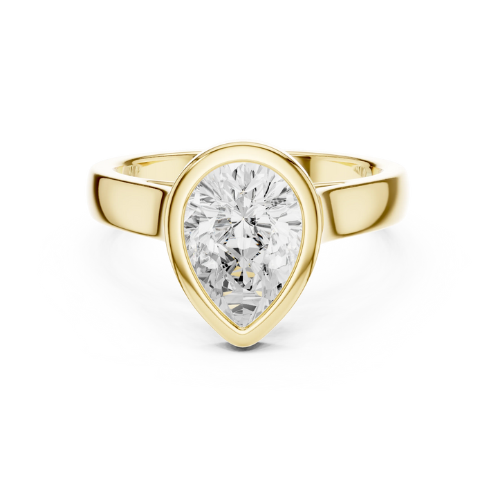 Pear Cut Diamond Bezel Solitaire Engagement Ring