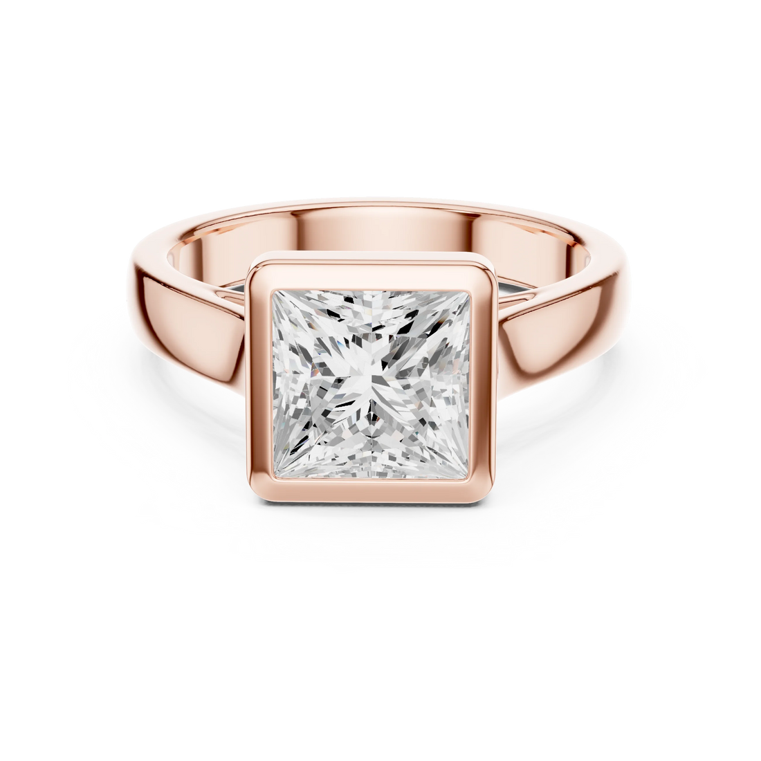 Princess Cut Diamond Bezel Solitaire Engagement Ring