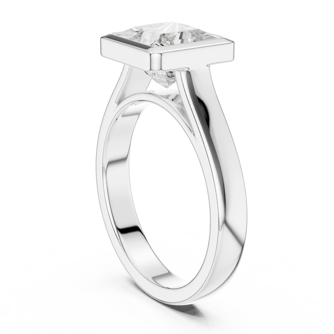 Princess Cut Diamond Bezel Solitaire Engagement Ring