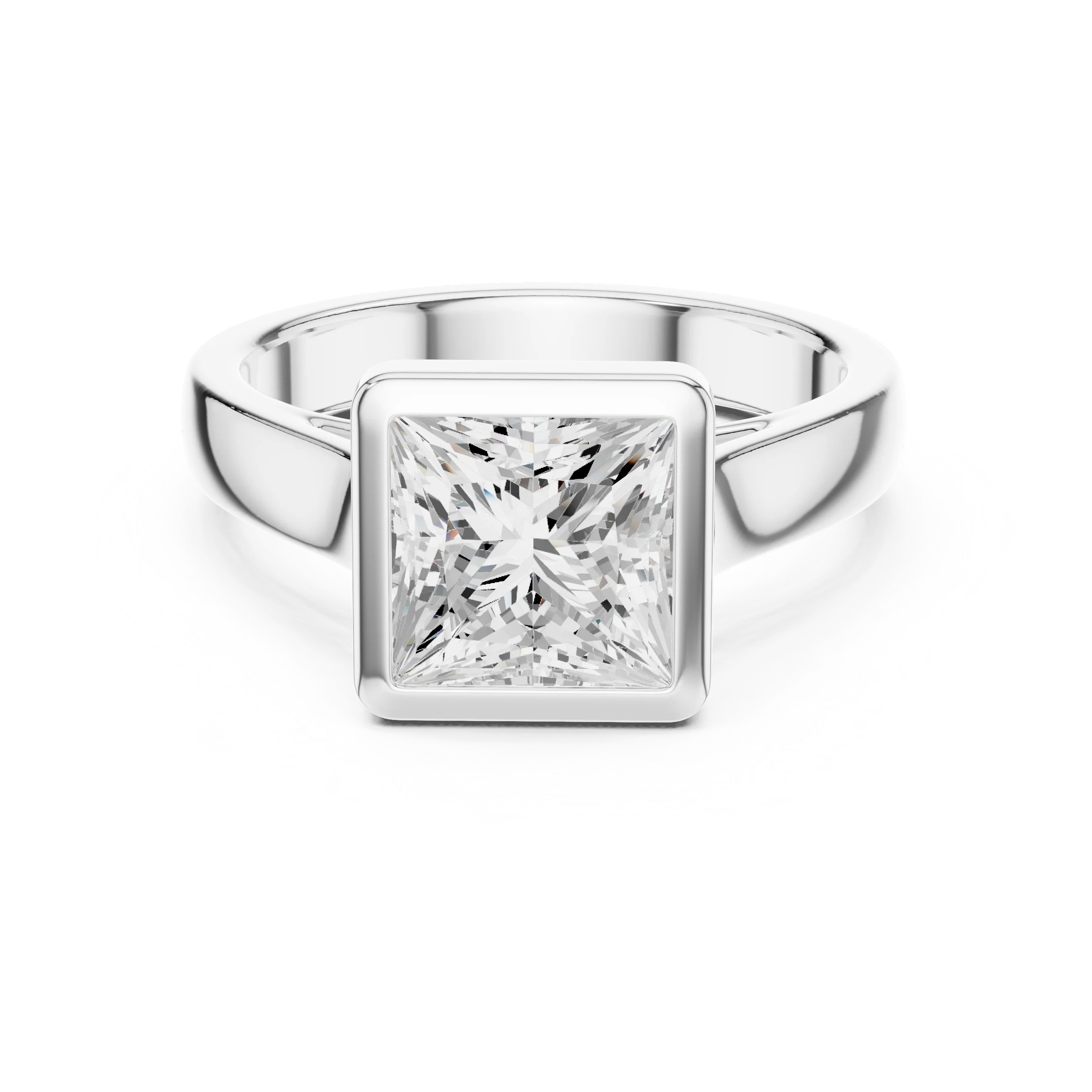 Princess Cut Diamond Bezel Solitaire Engagement Ring