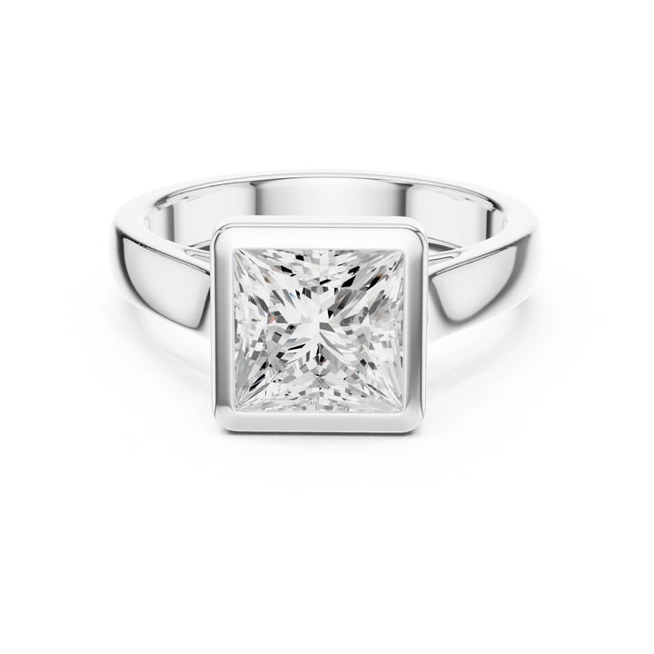 Princess Cut Diamond Bezel Solitaire Engagement Ring