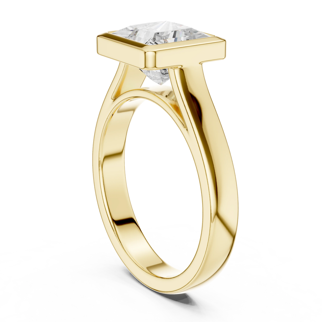 Princess Cut Diamond Bezel Solitaire Engagement Ring