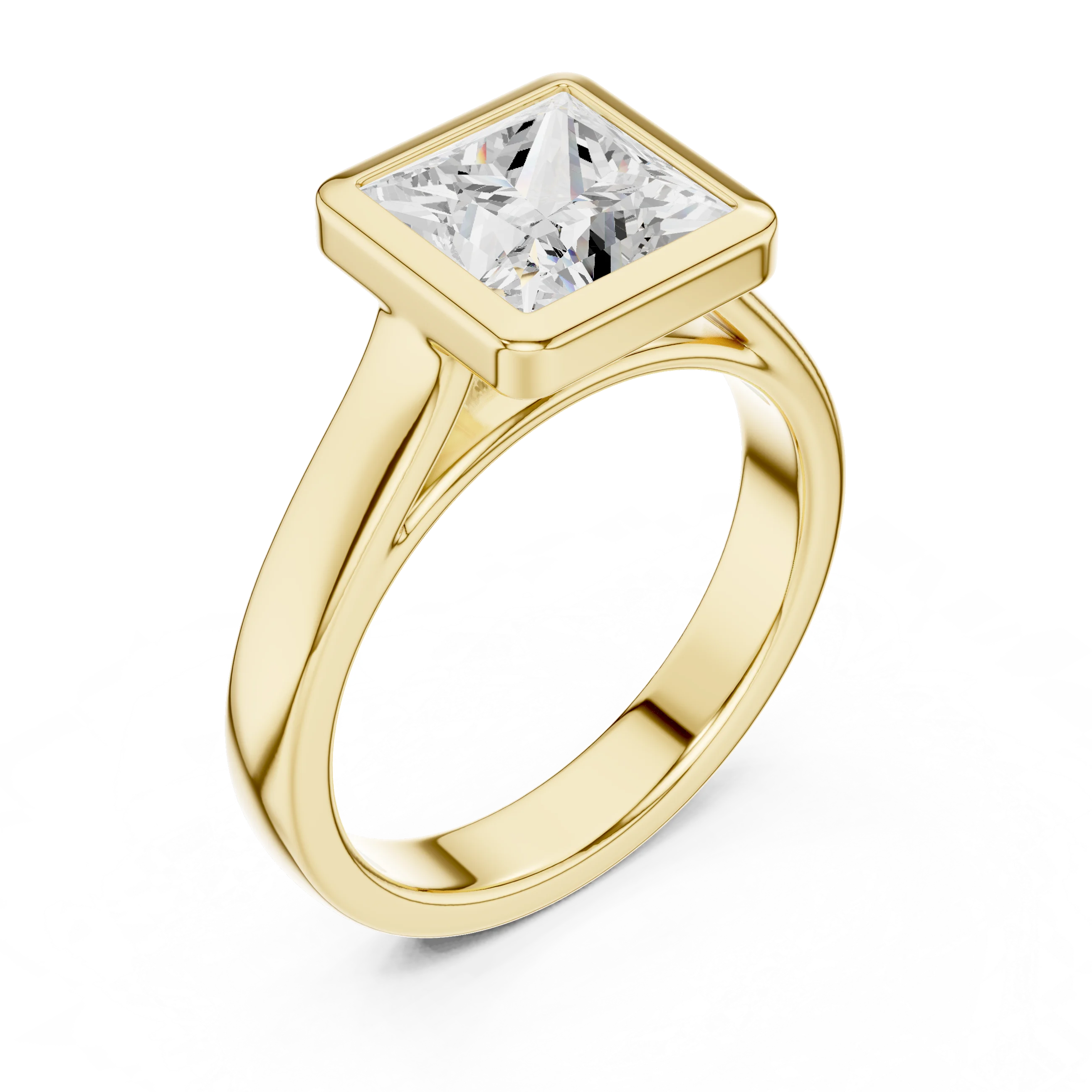 Princess Cut Diamond Bezel Solitaire Engagement Ring