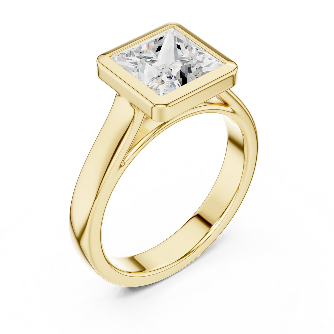 Princess Cut Diamond Bezel Solitaire Engagement Ring