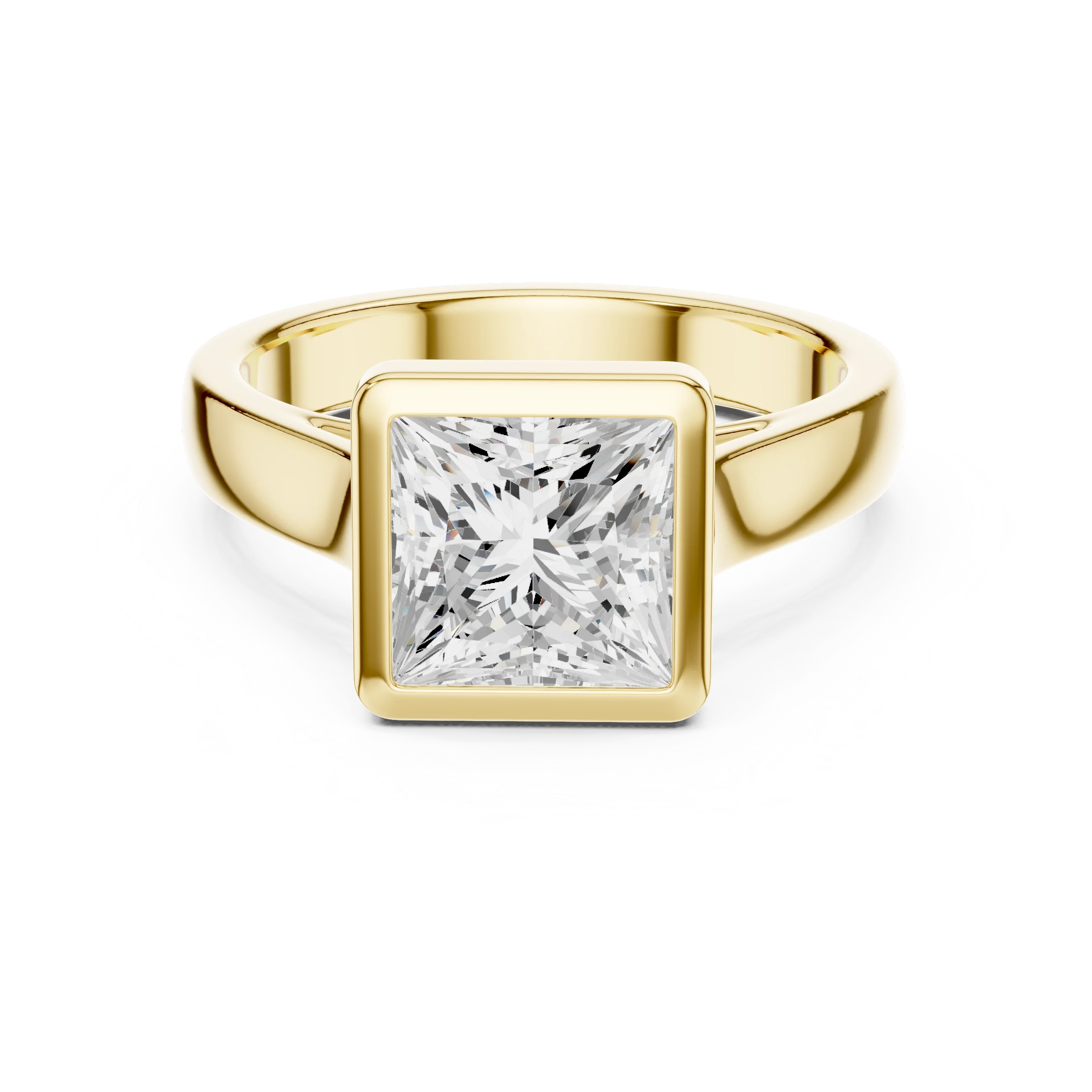 Princess Cut Diamond Bezel Solitaire Engagement Ring