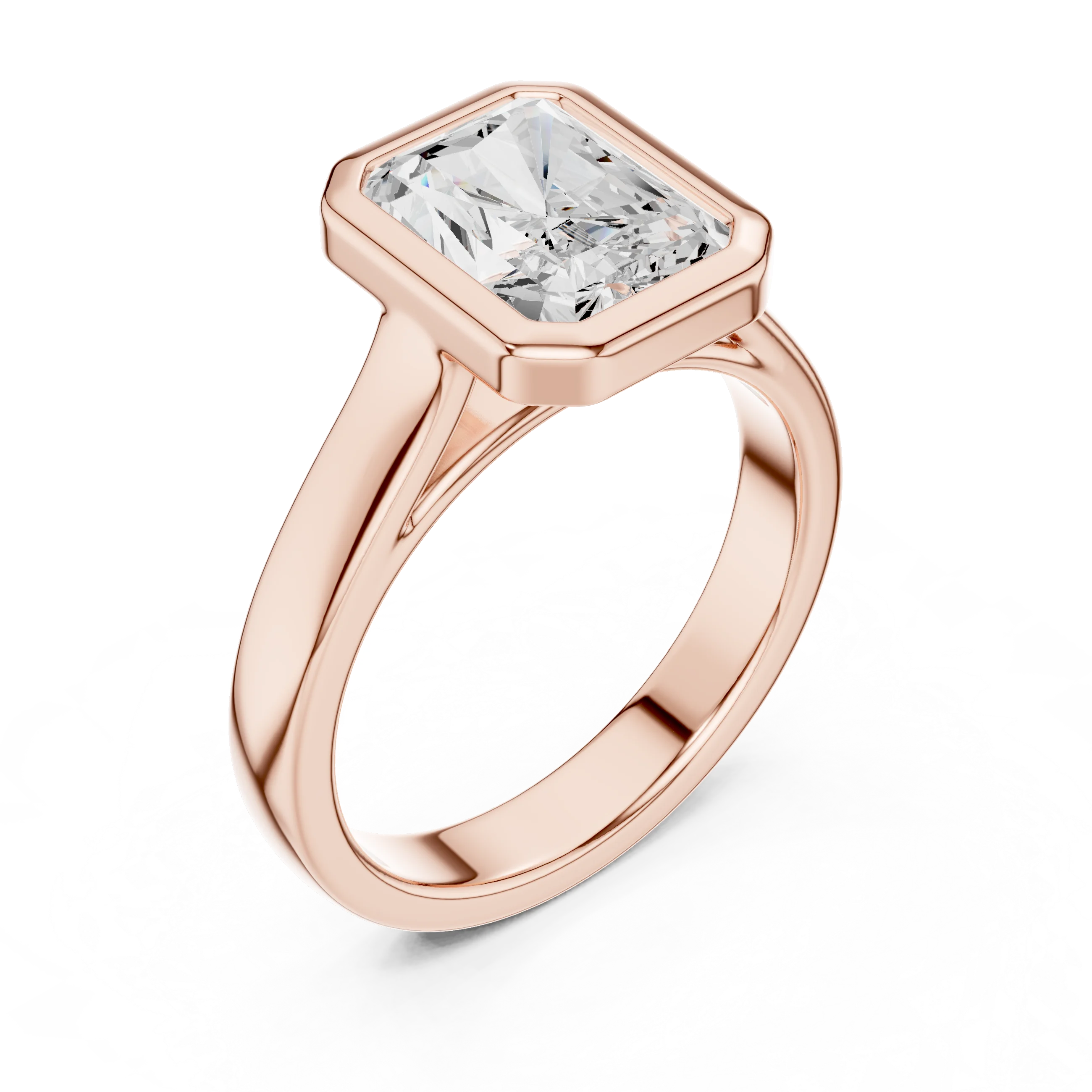 Radiant Cut Diamond Bezel Solitaire Engagement Ring