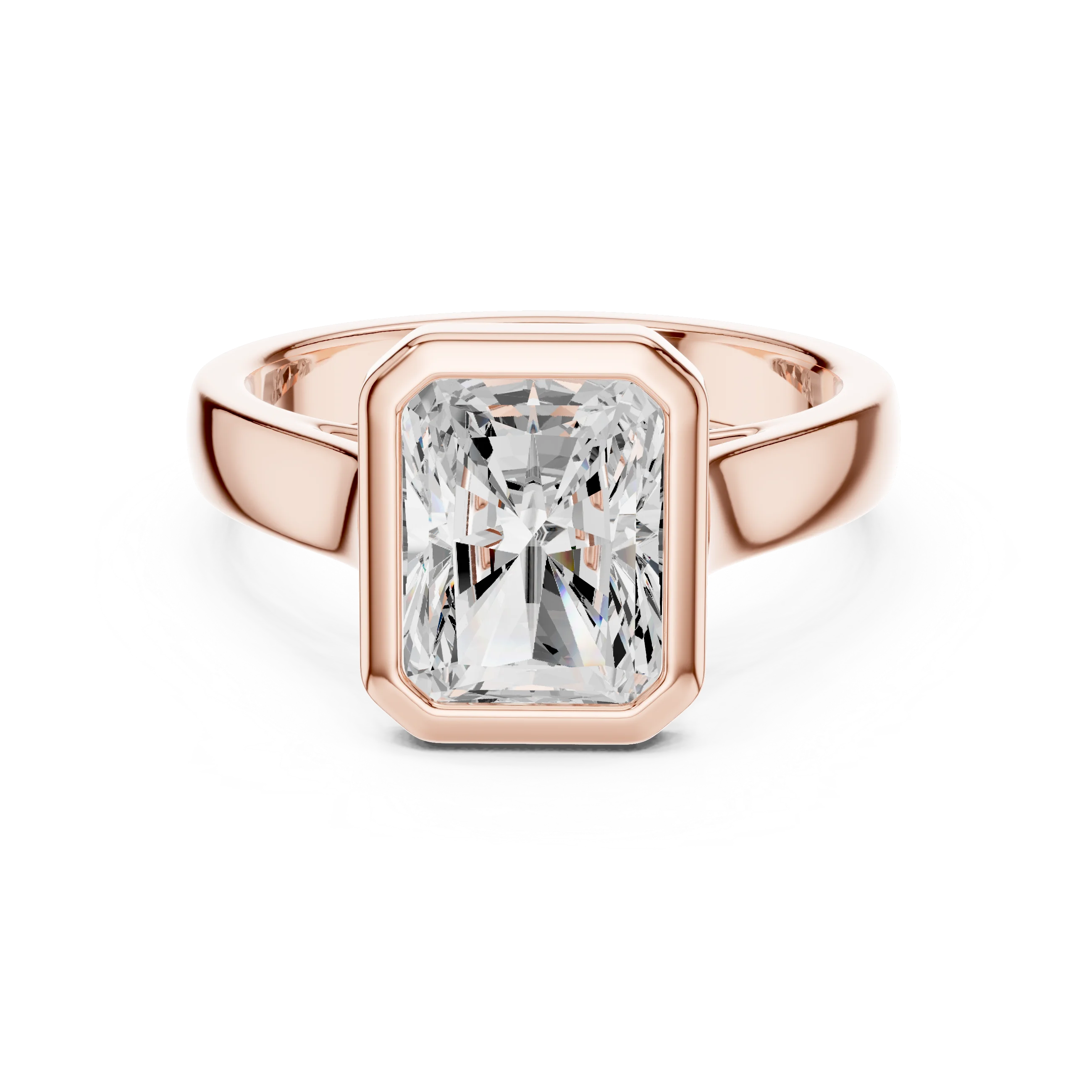 Radiant Cut Diamond Bezel Solitaire Engagement Ring
