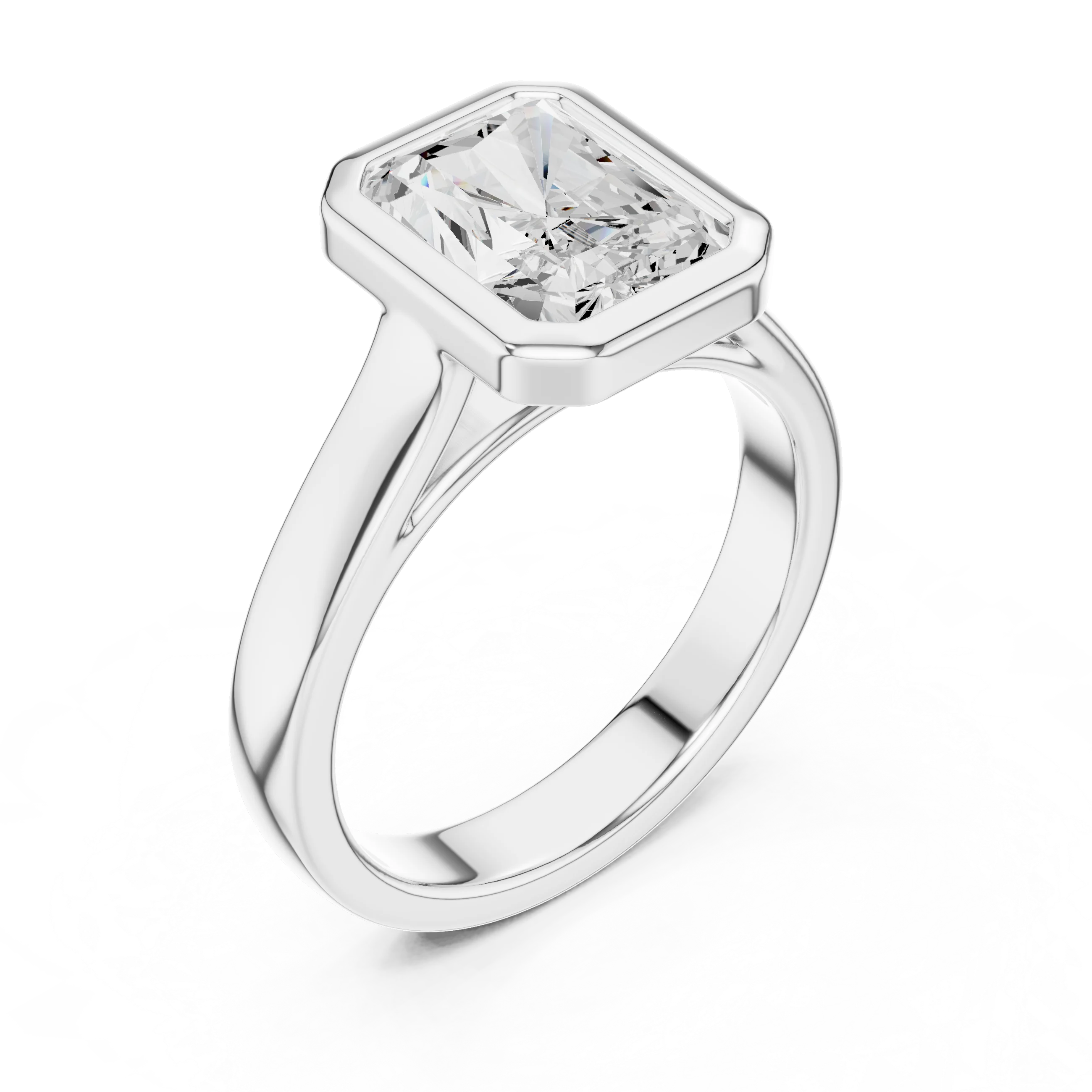 Radiant Cut Diamond Bezel Solitaire Engagement Ring