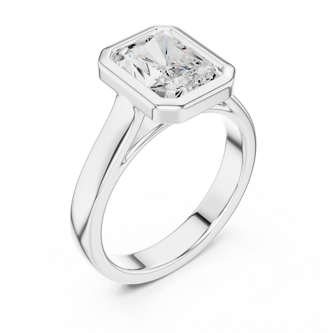 Radiant Cut Diamond Bezel Solitaire Engagement Ring