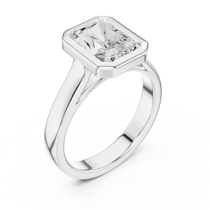 Radiant Cut Diamond Bezel Solitaire Engagement Ring