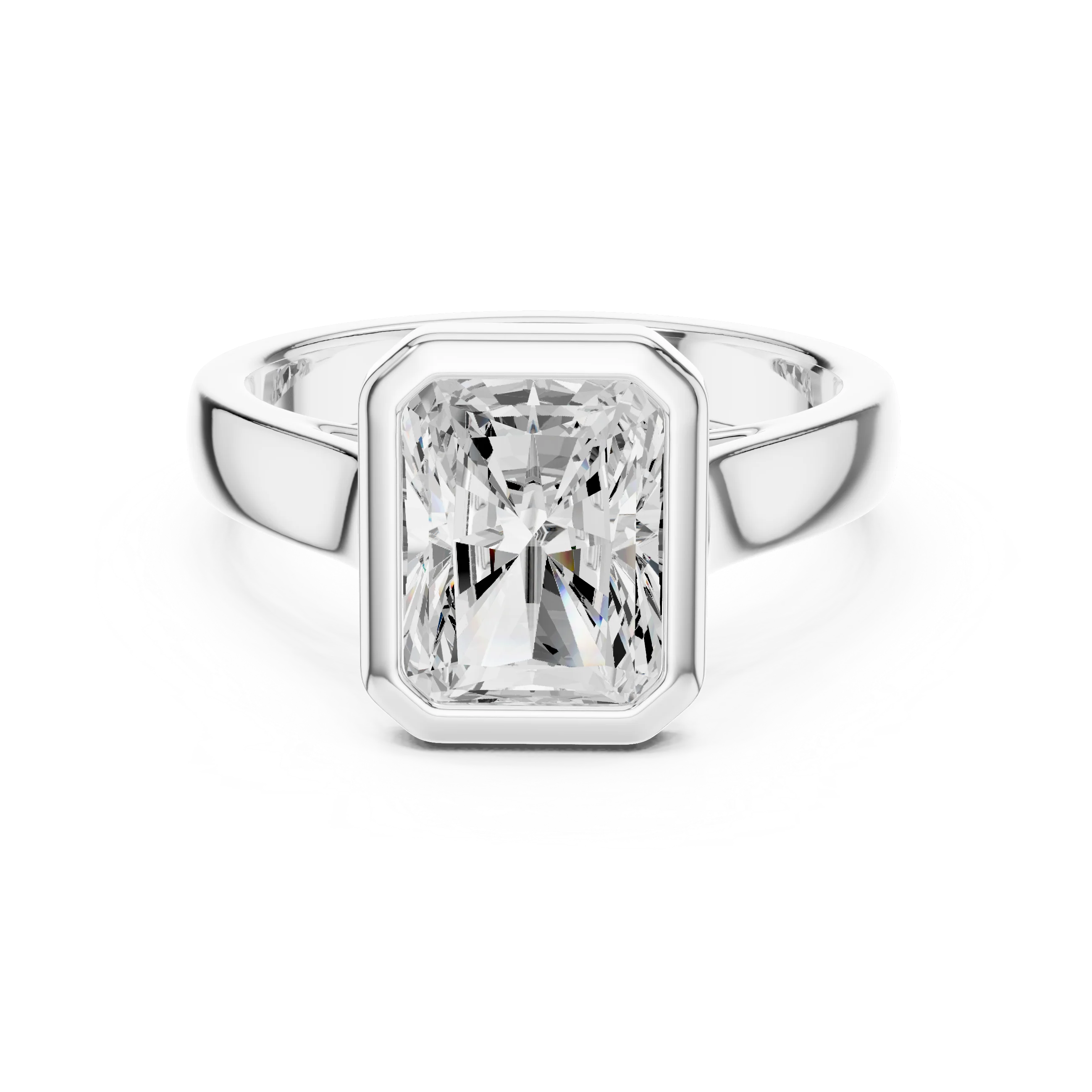 Radiant Cut Diamond Bezel Solitaire Engagement Ring