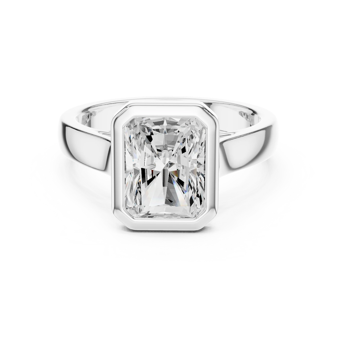 Radiant Cut Diamond Bezel Solitaire Engagement Ring