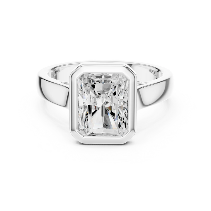 Radiant Cut Diamond Bezel Solitaire Engagement Ring