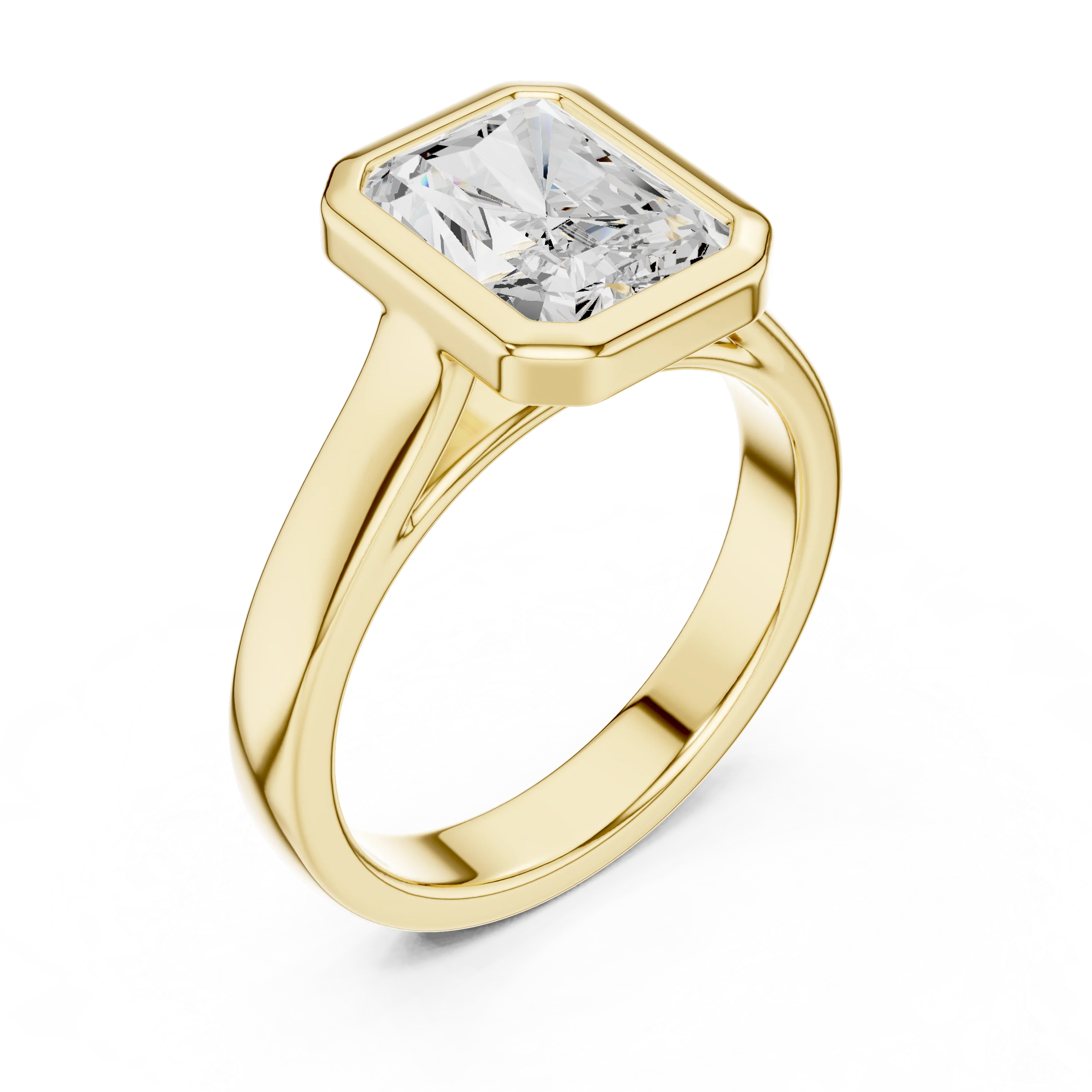 Radiant Cut Diamond Bezel Solitaire Engagement Ring