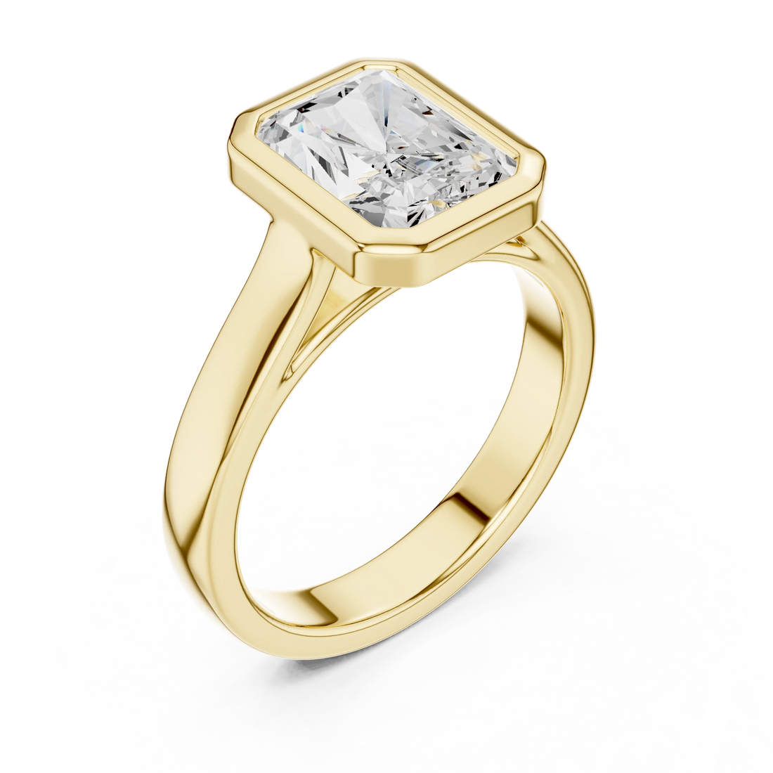 Radiant Cut Diamond Bezel Solitaire Engagement Ring