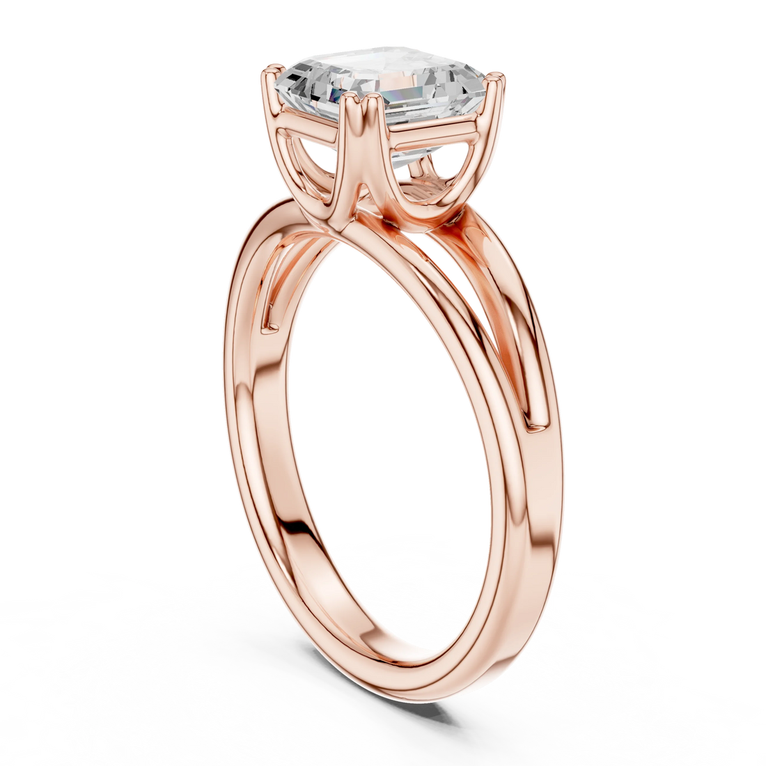 Asscher Shape Diamond Solitaire Engagement Ring