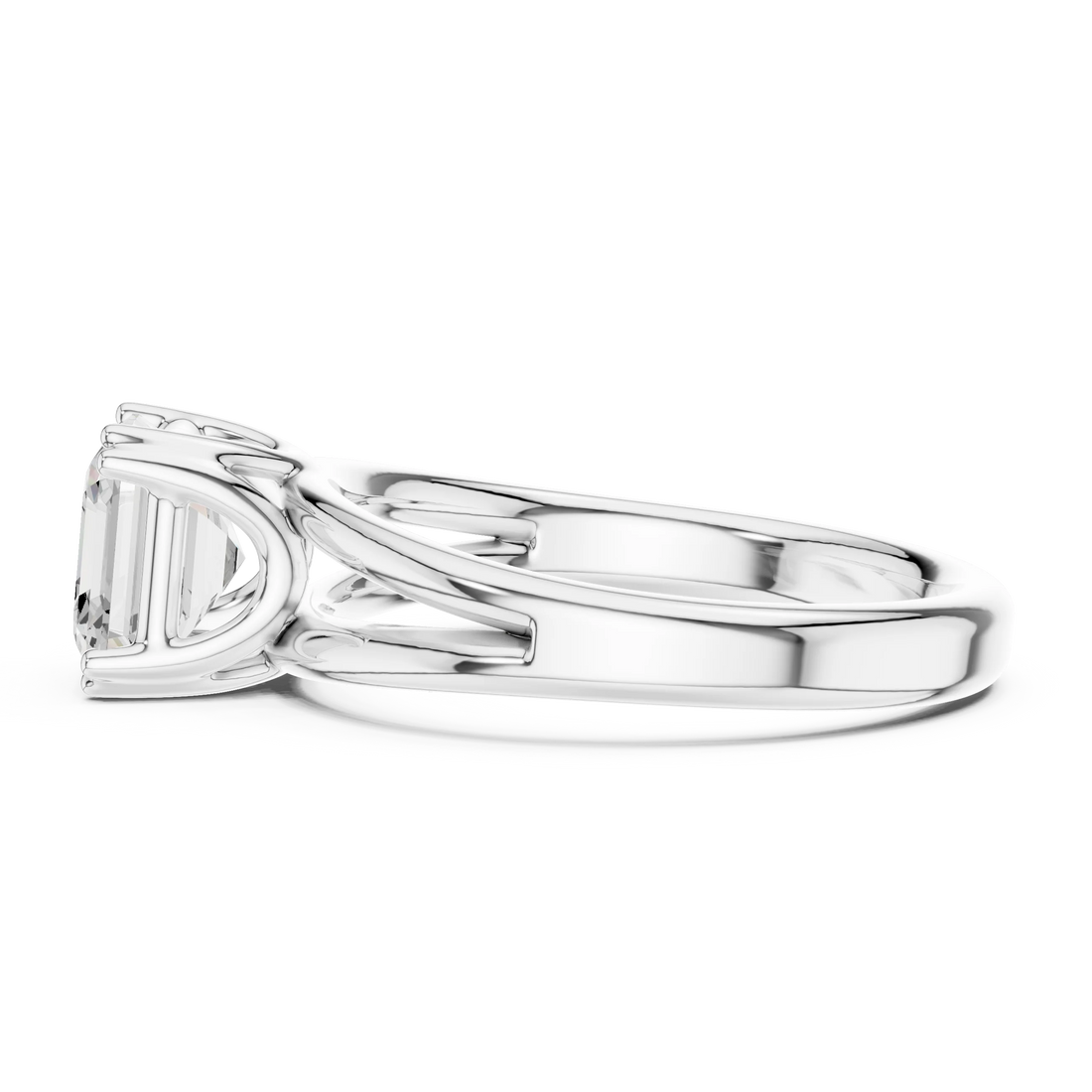 Asscher Shape Diamond Solitaire Engagement Ring