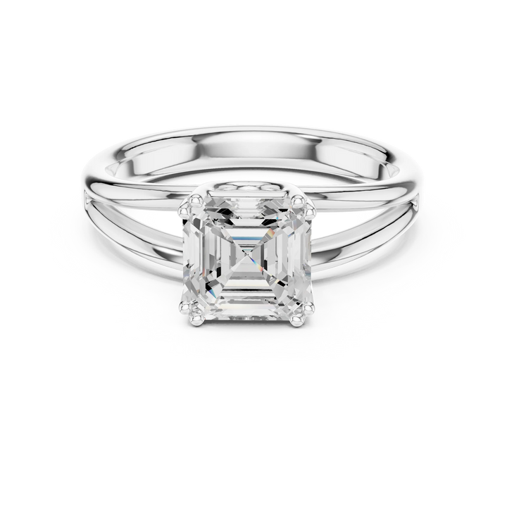Asscher Shape Diamond Solitaire Engagement Ring