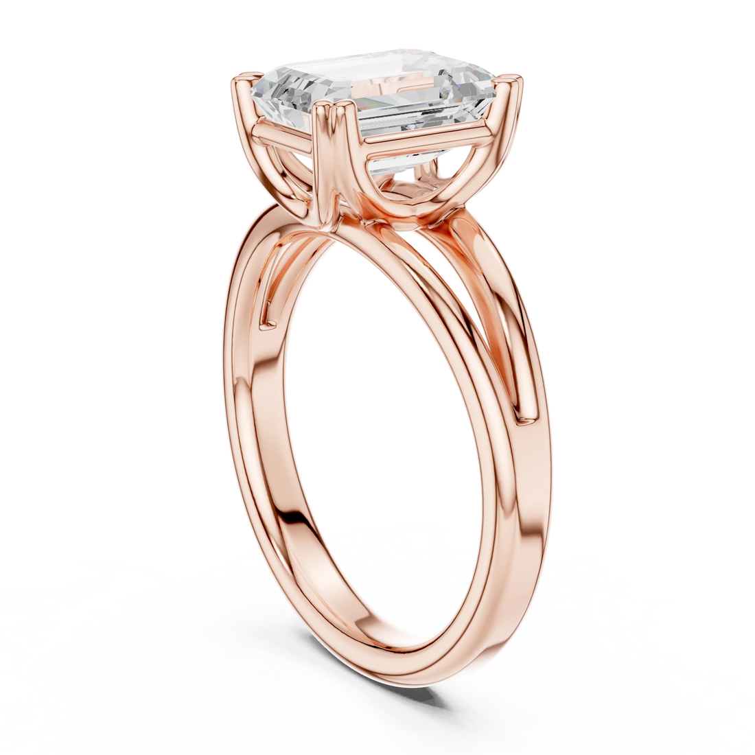 Emerald Shape Diamond Solitaire Engagement Ring