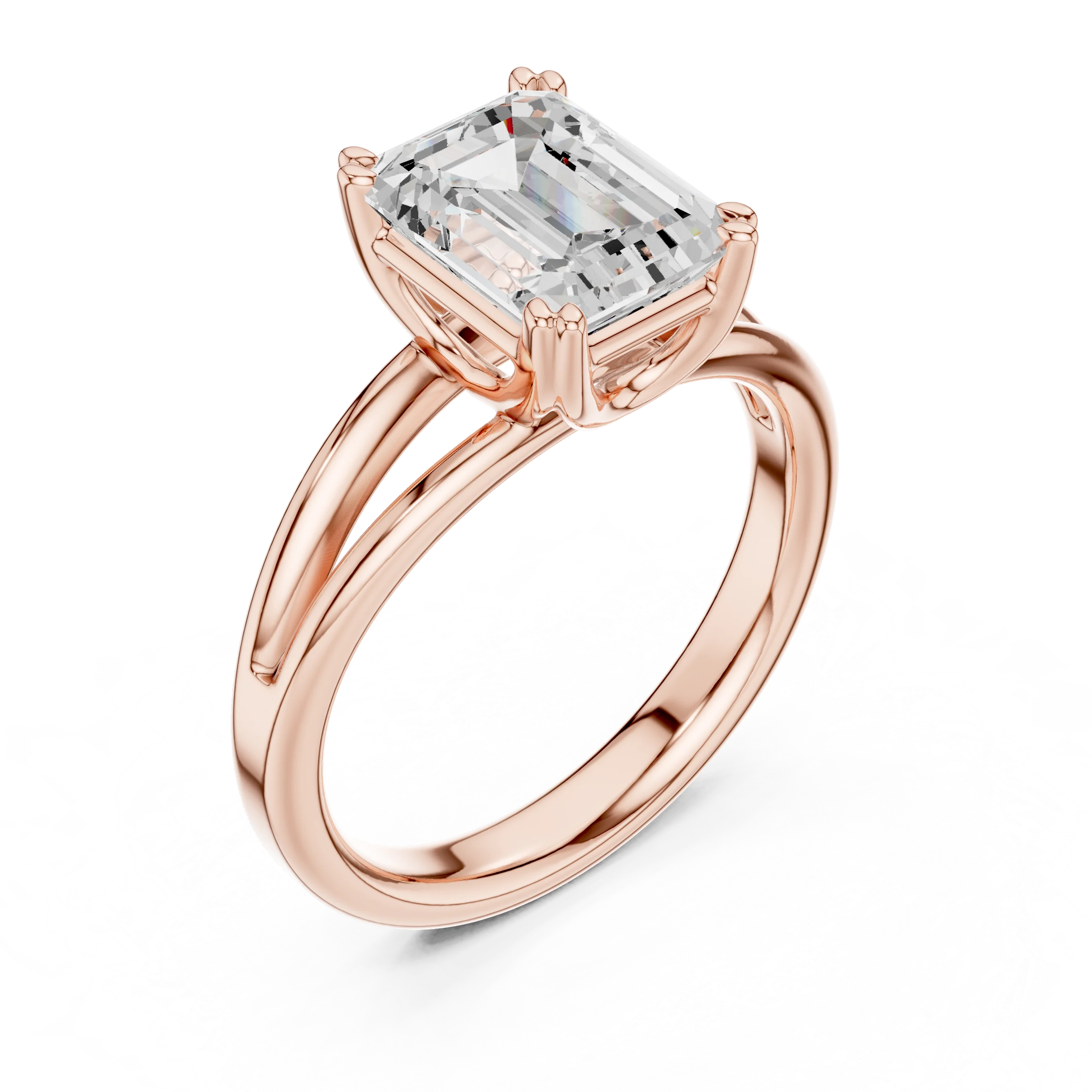 Emerald Shape Diamond Solitaire Engagement Ring