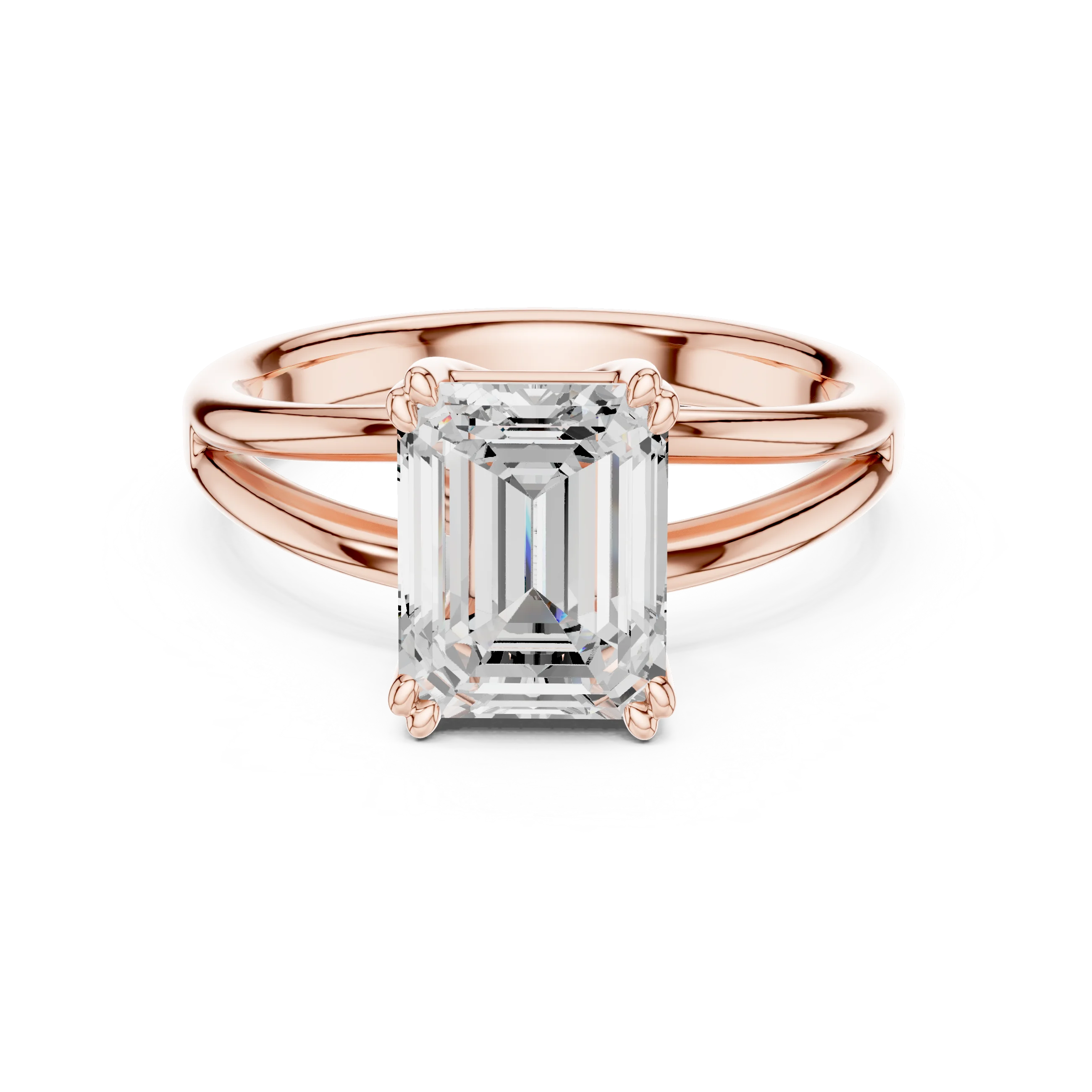 Emerald Shape Diamond Solitaire Engagement Ring