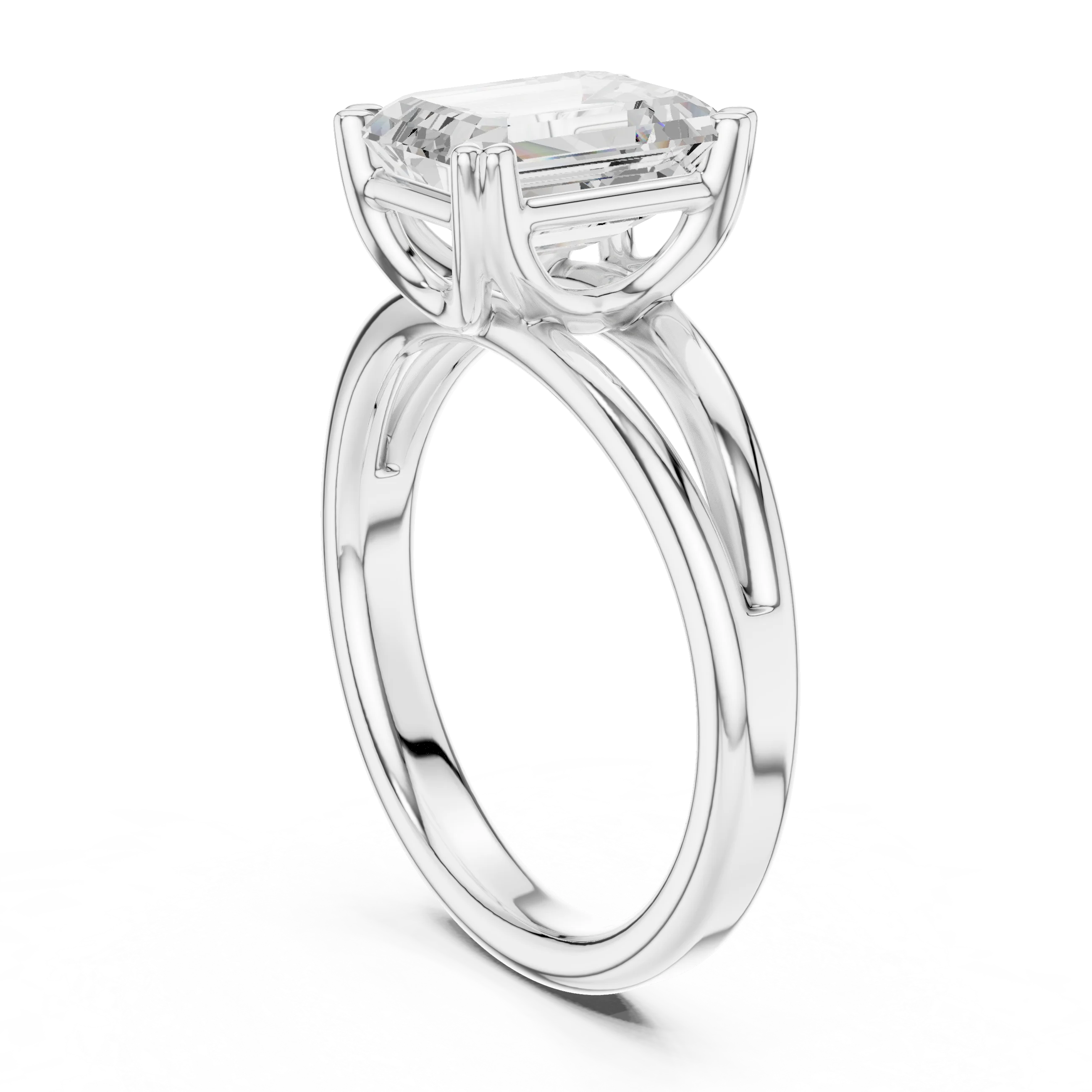 Emerald Shape Diamond Solitaire Engagement Ring
