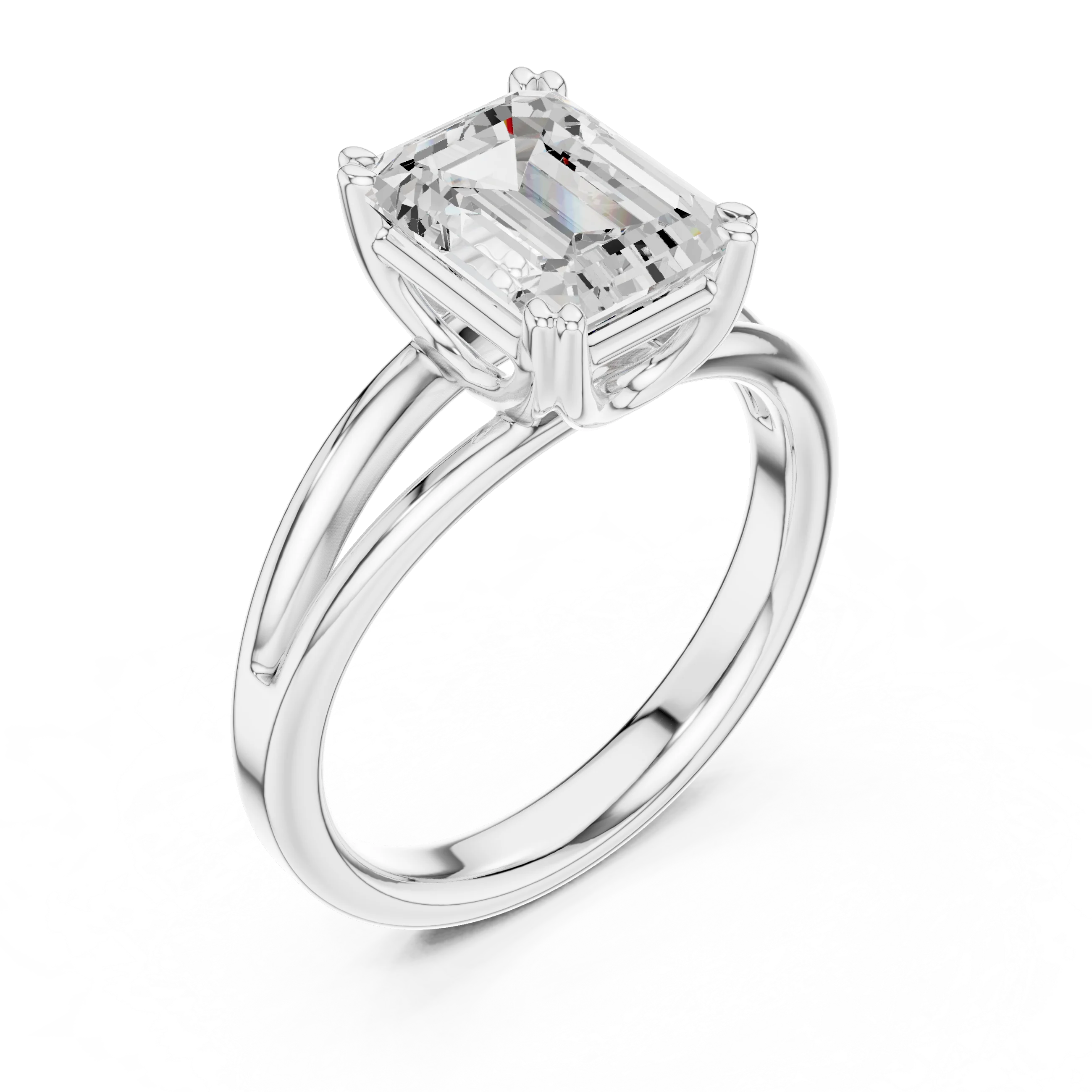 Emerald Shape Diamond Solitaire Engagement Ring