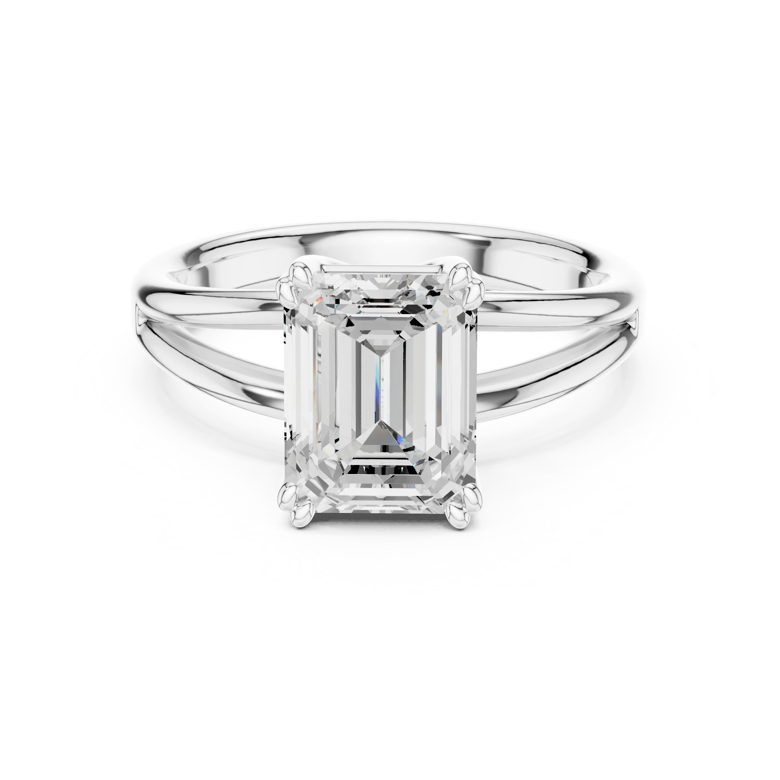 Emerald Shape Diamond Solitaire Engagement Ring