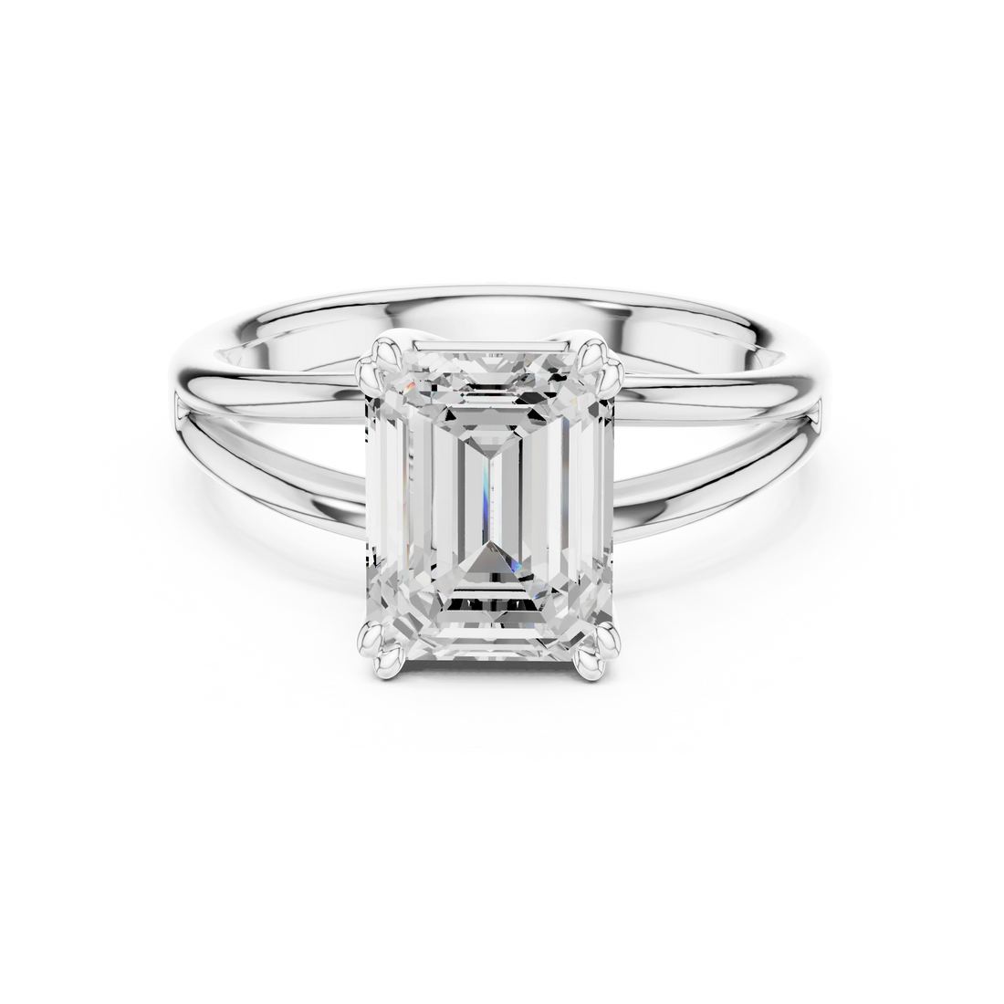 Emerald Shape Diamond Solitaire Engagement Ring