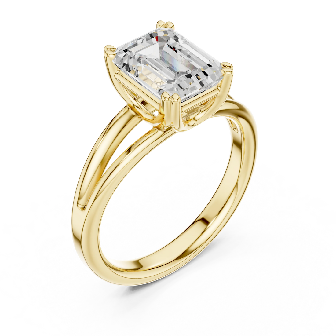 Emerald Shape Diamond Solitaire Engagement Ring