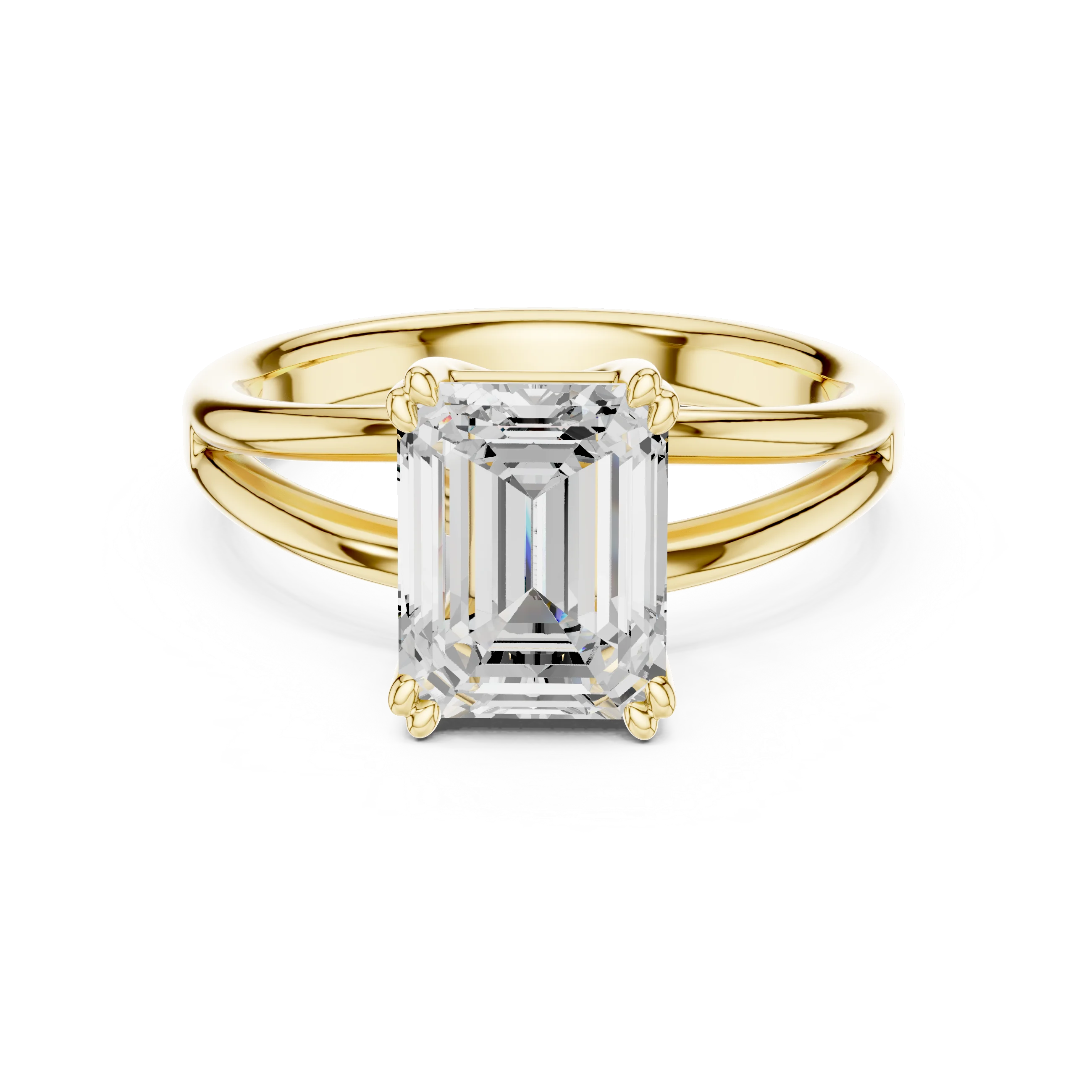 Emerald Shape Diamond Solitaire Engagement Ring