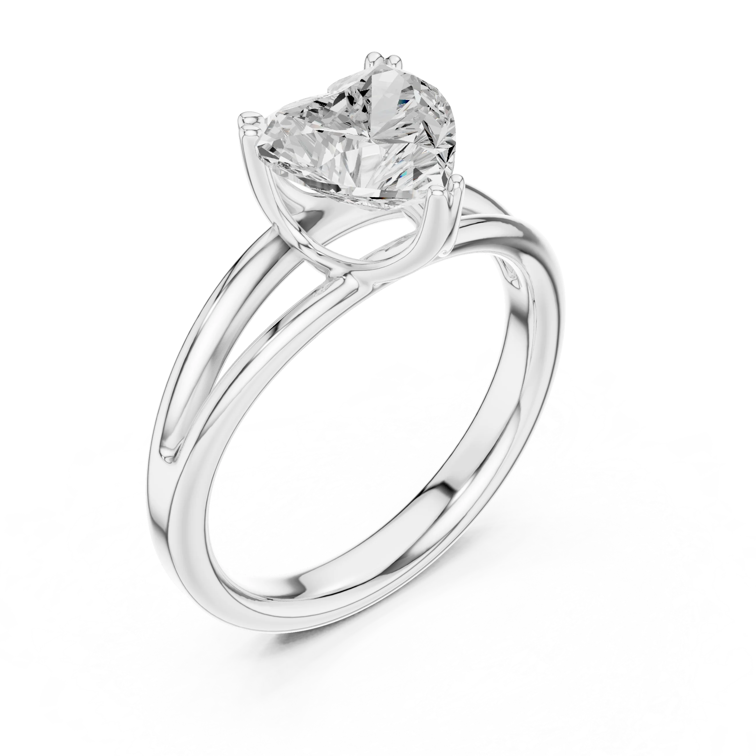 Heart Shape Diamond Solitaire Engagement Ring