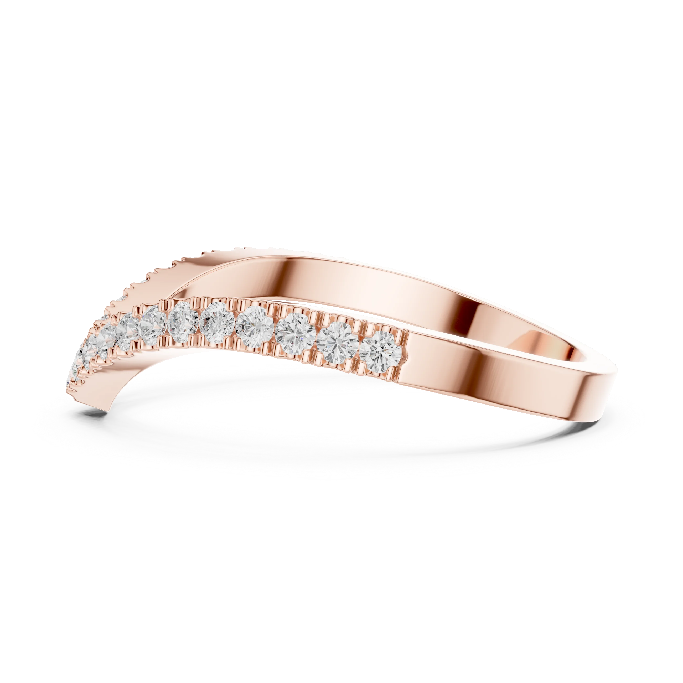 V Shaped Diamond Pave Band