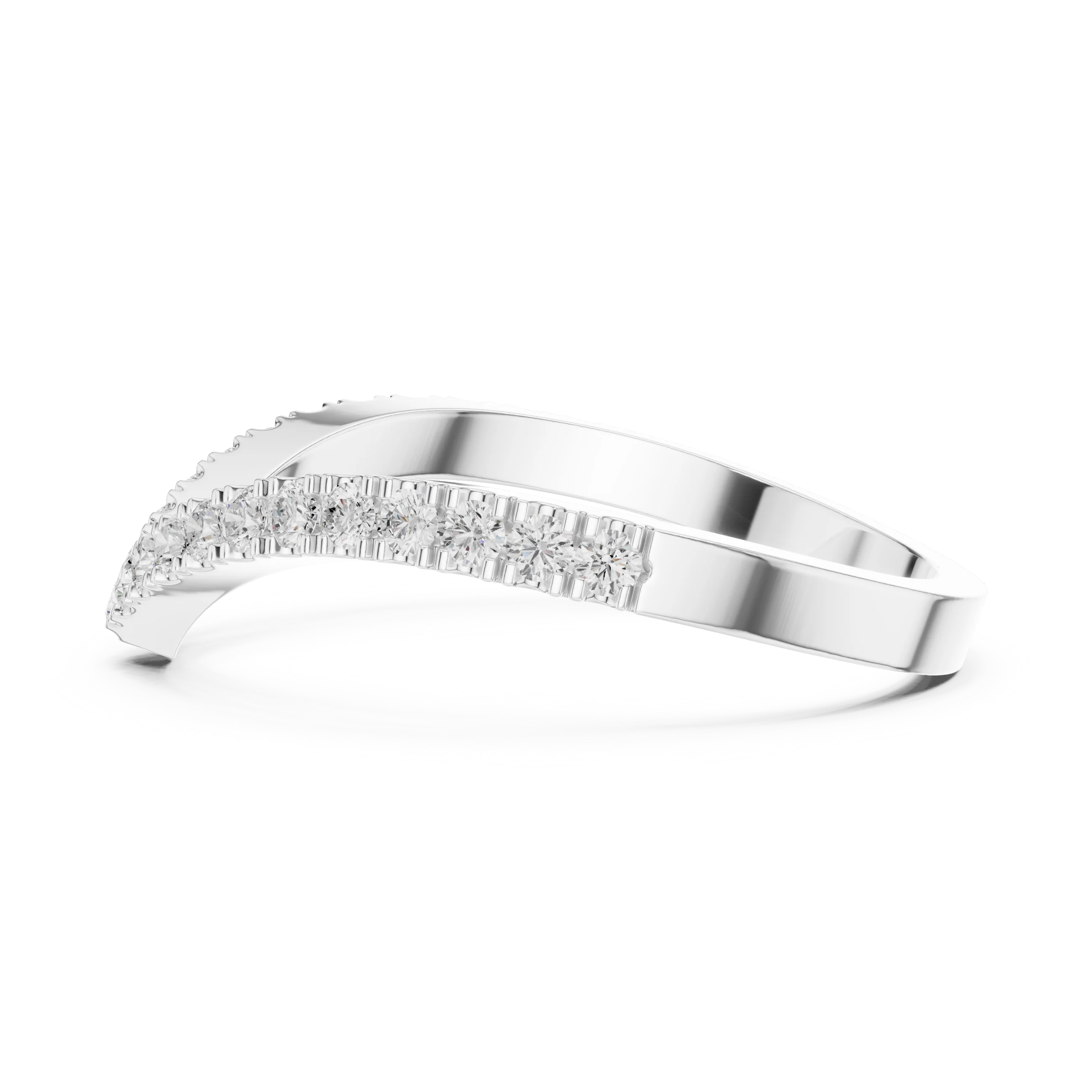 V Shaped Diamond Pave Band