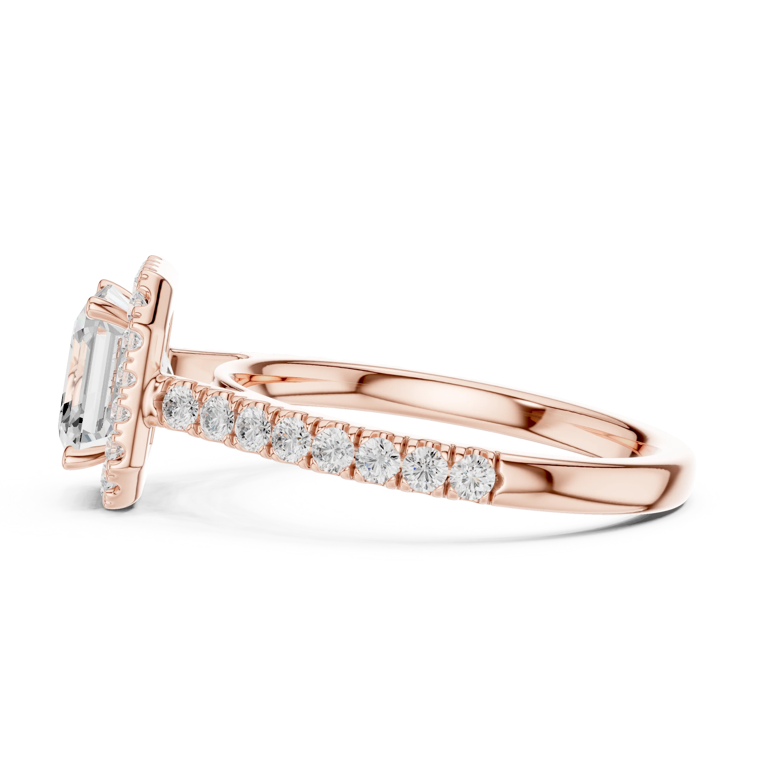 Asscher Shape Diamond Halo Engagement Ring
