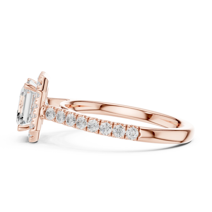 Asscher Shape Diamond Halo Engagement Ring