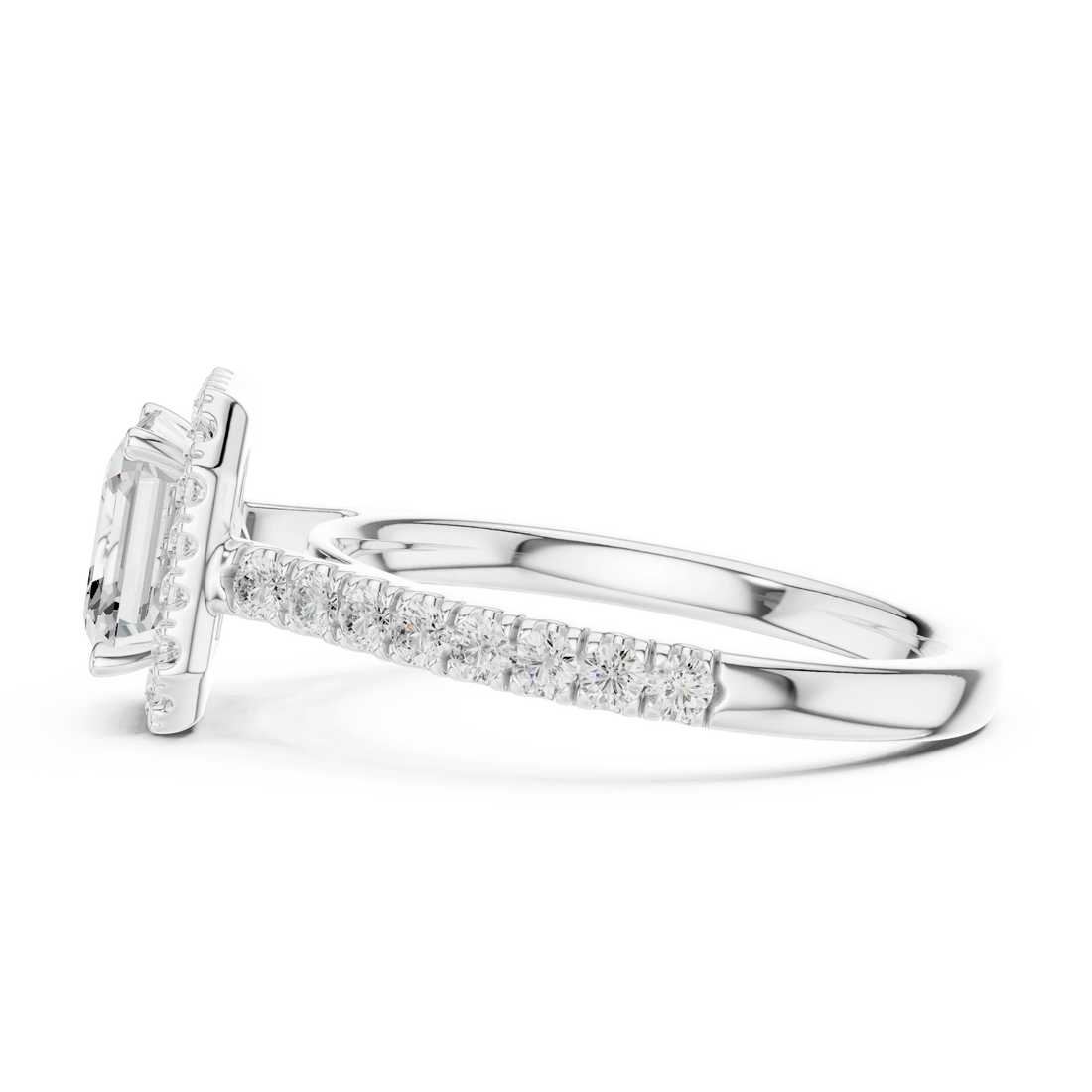 Asscher Shape Diamond Halo Engagement Ring