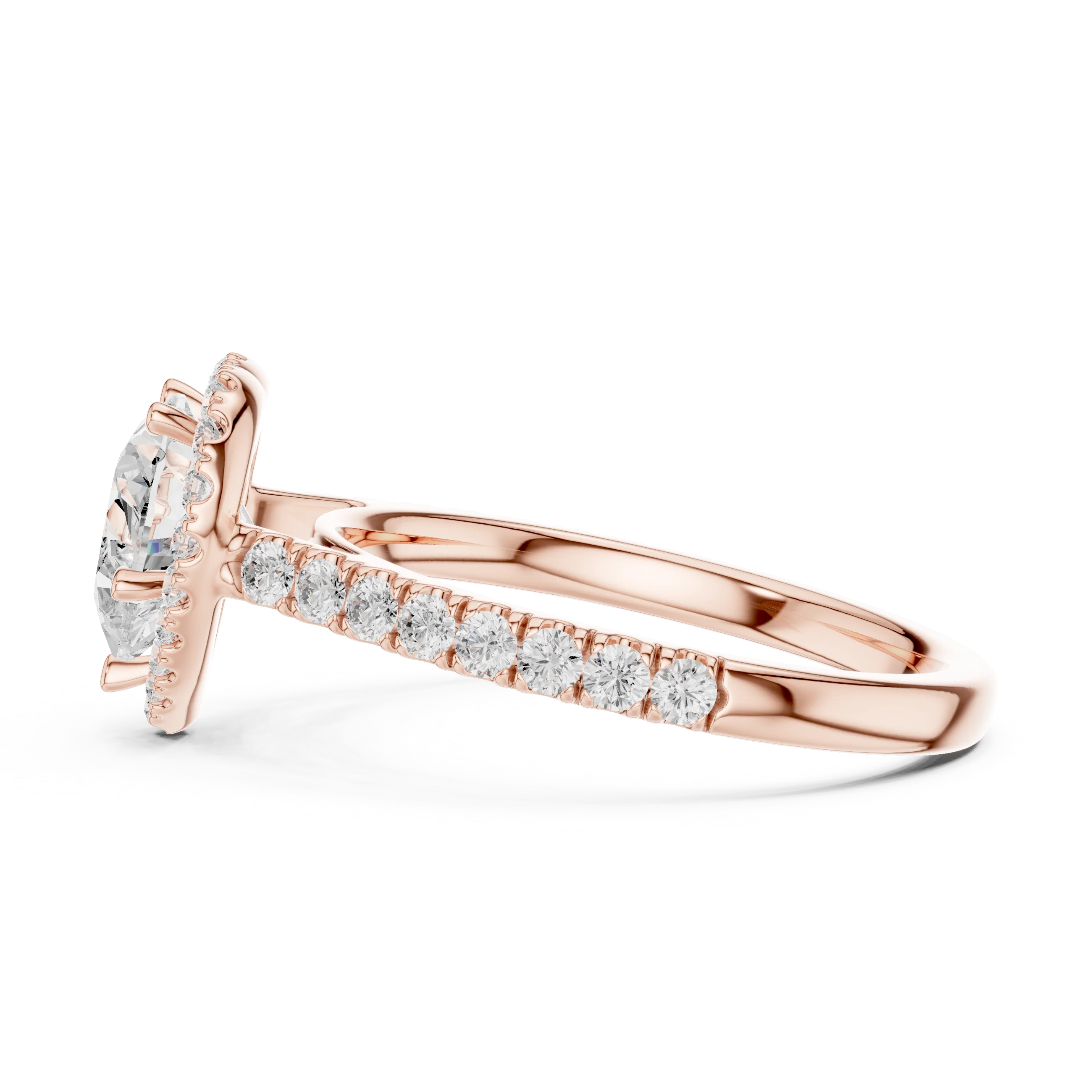 Heart Shape Diamond Halo Engagement Ring