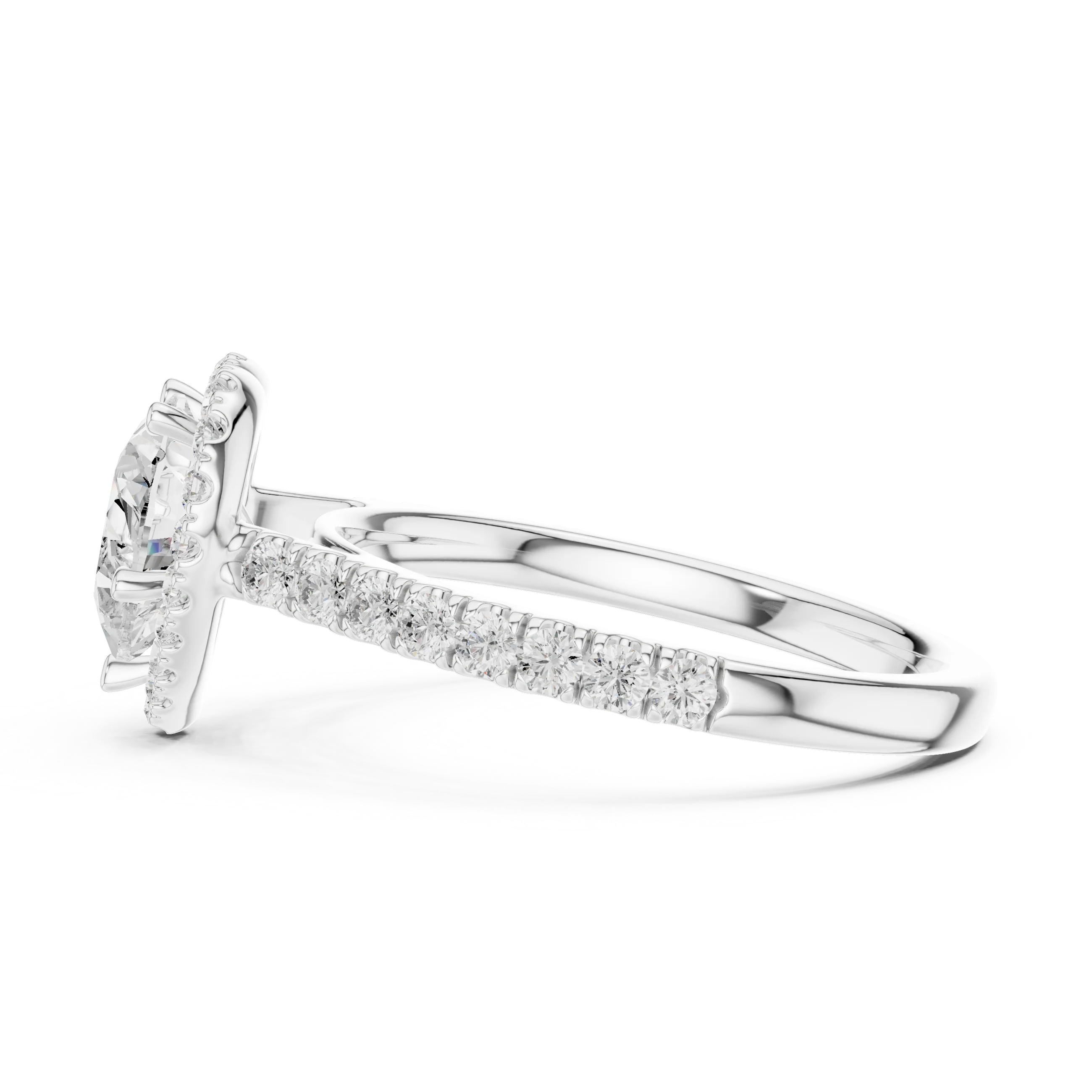 Heart Shape Diamond Halo Engagement Ring