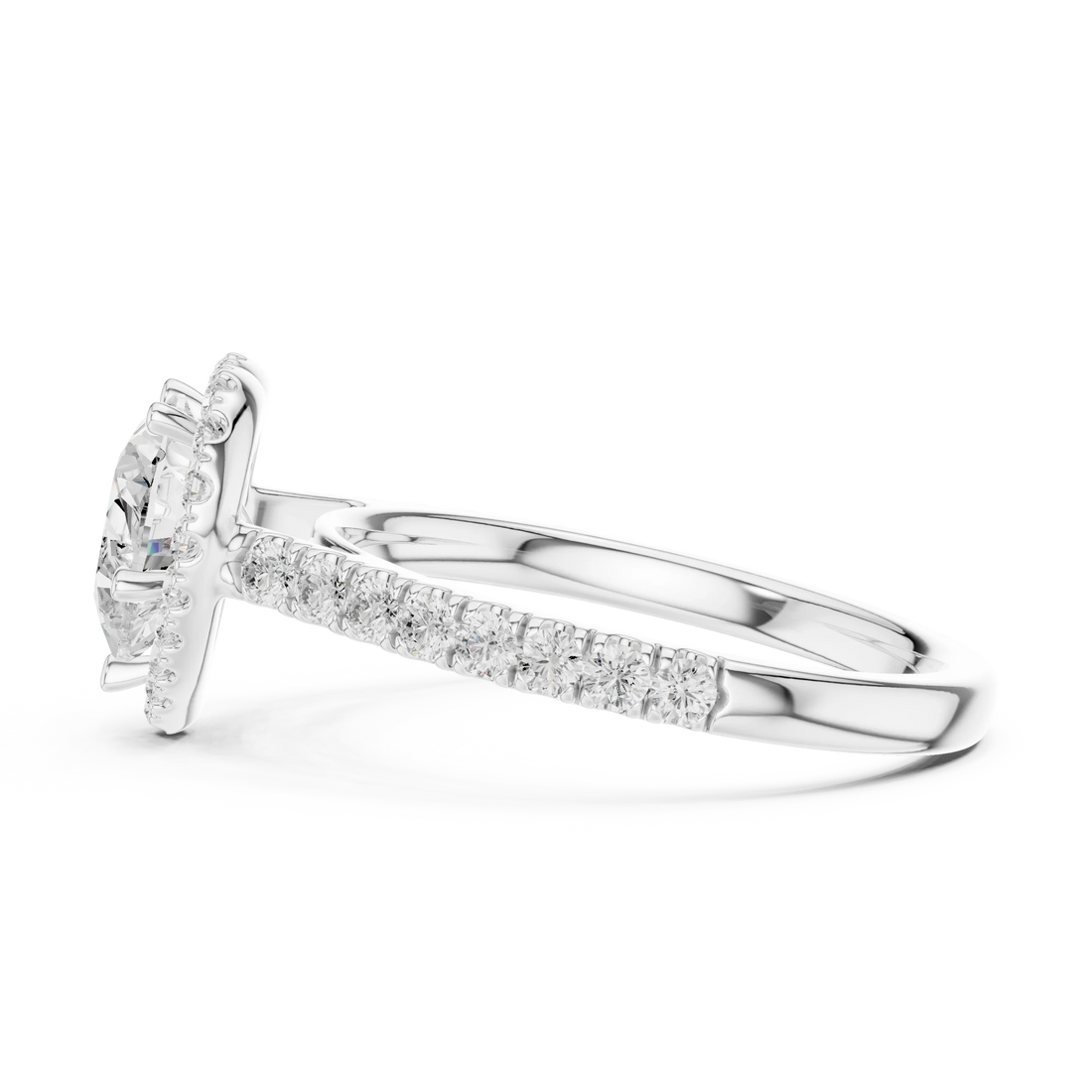 Heart Shape Diamond Halo Engagement Ring