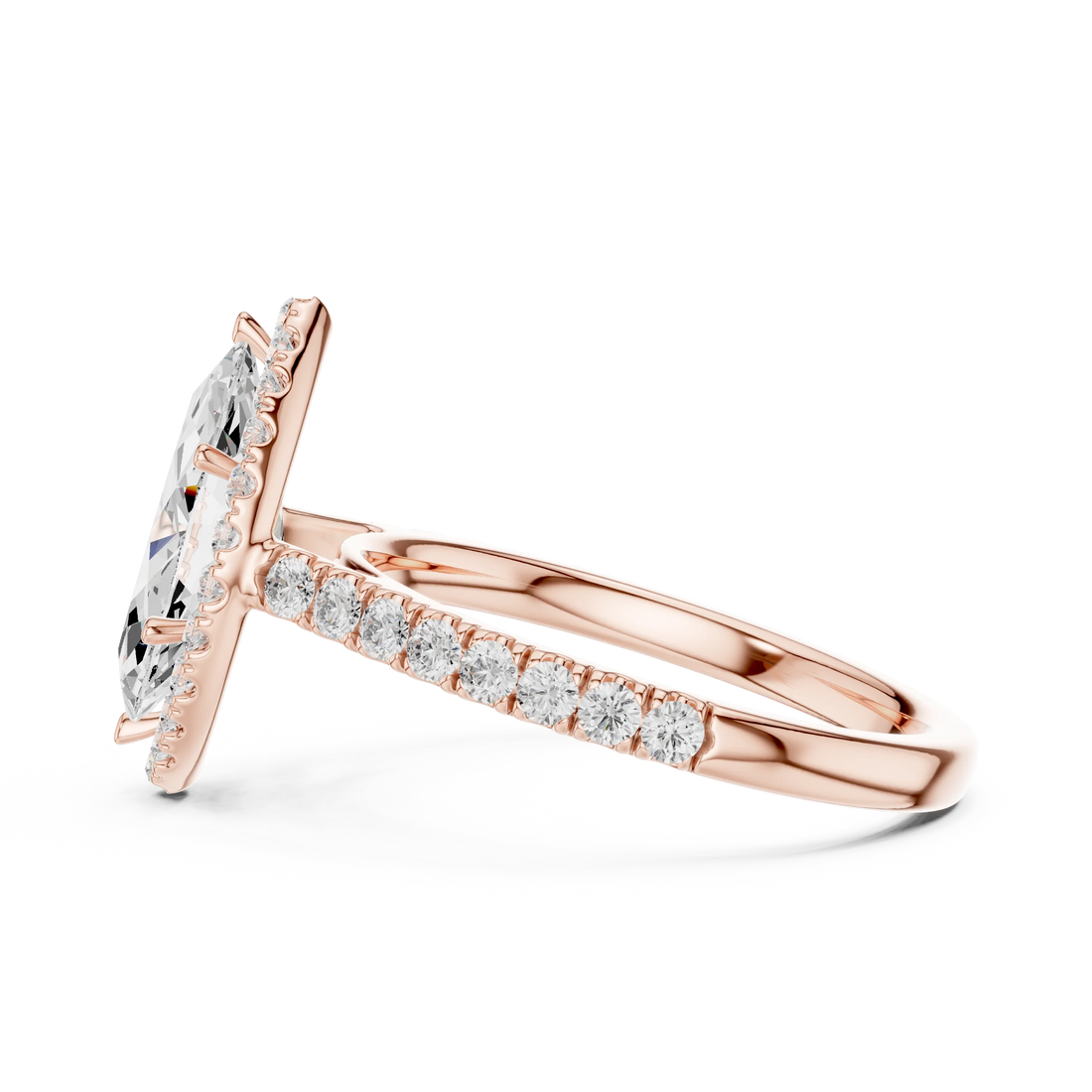 Marquise Shape Diamond Halo Engagement Ring