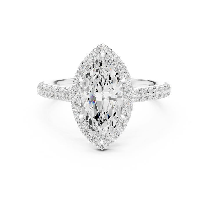 Marquise Shape Diamond Halo Engagement Ring