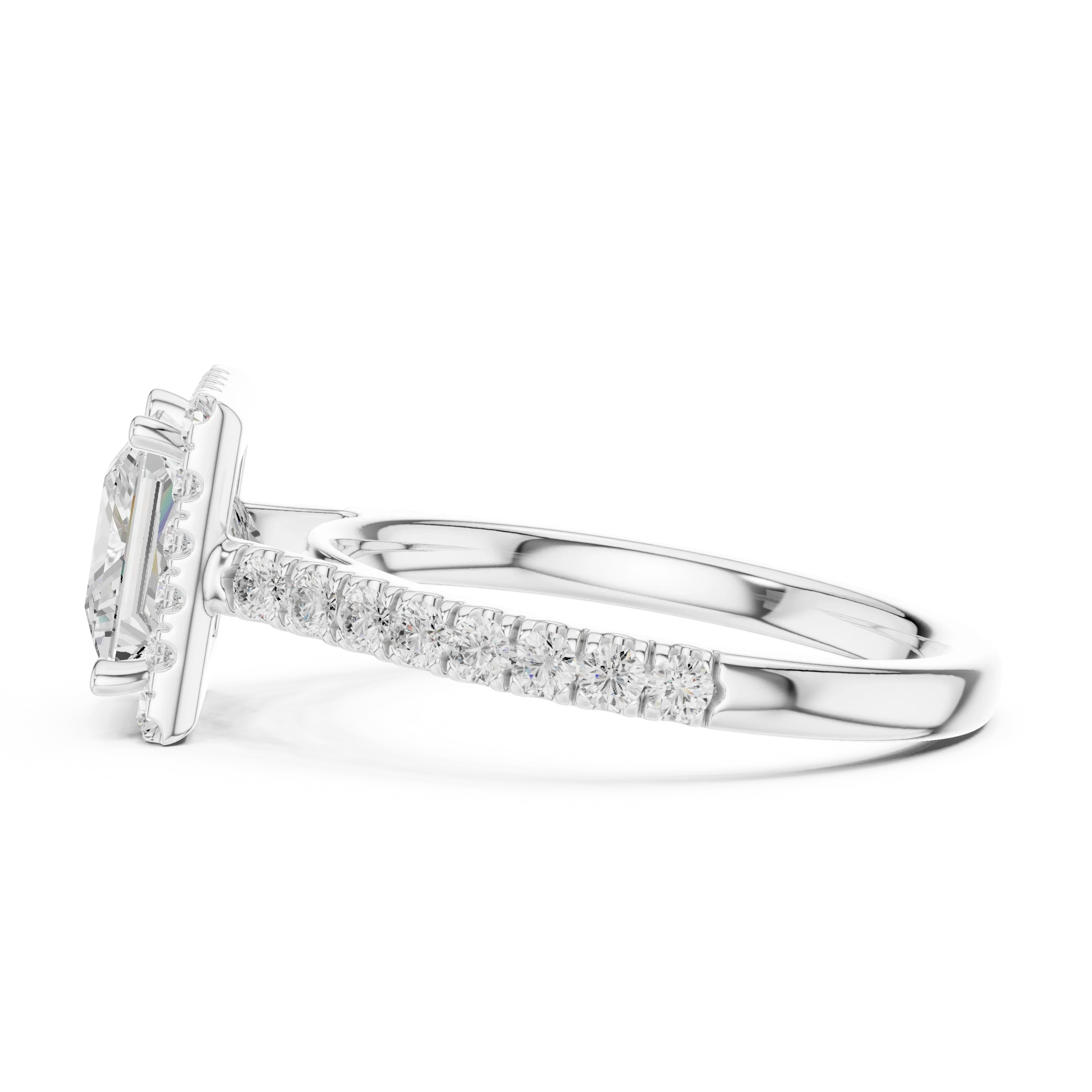 Princess Shape Diamond Halo Engagement Ring